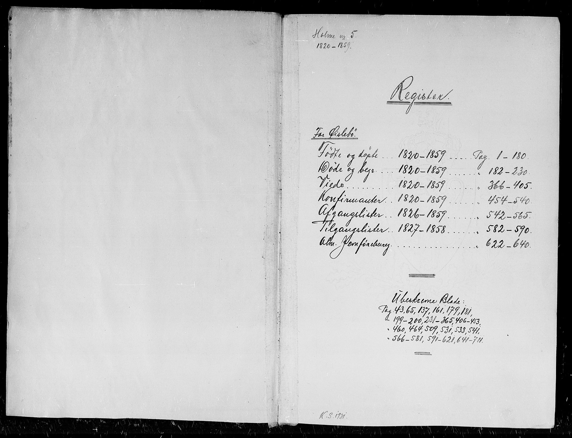 Holum sokneprestkontor, SAK/1111-0022/F/Fb/Fbc/L0001: Parish register (copy) no. B 1, 1820-1859