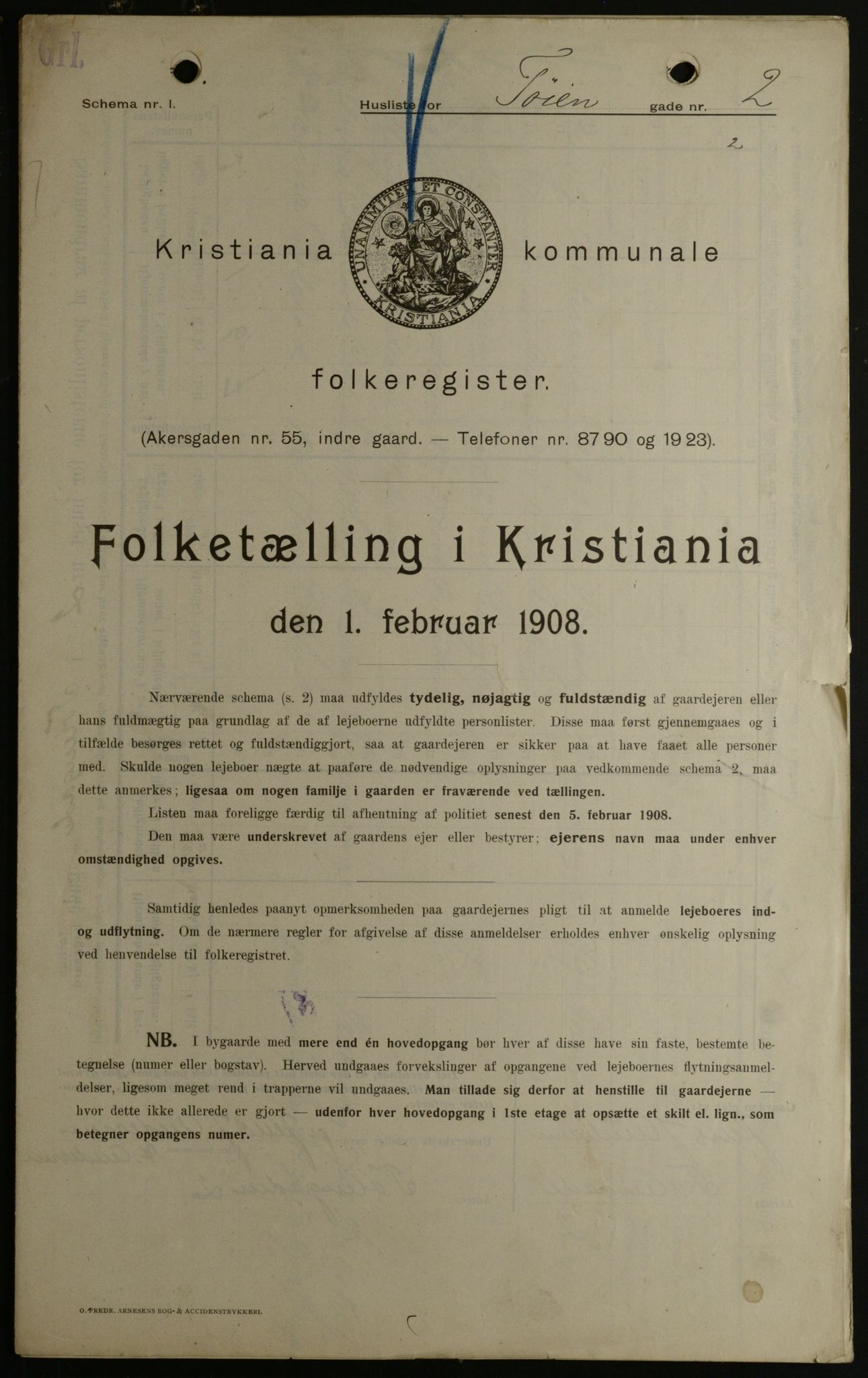 OBA, Municipal Census 1908 for Kristiania, 1908, p. 105622