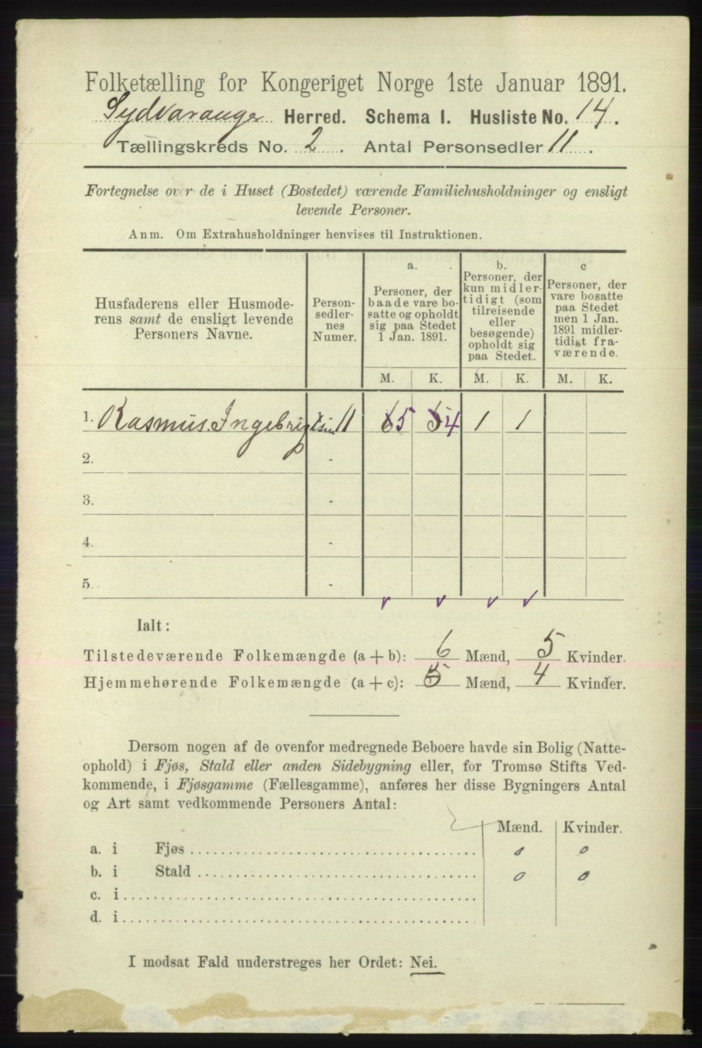 RA, 1891 census for 2030 Sør-Varanger, 1891, p. 367