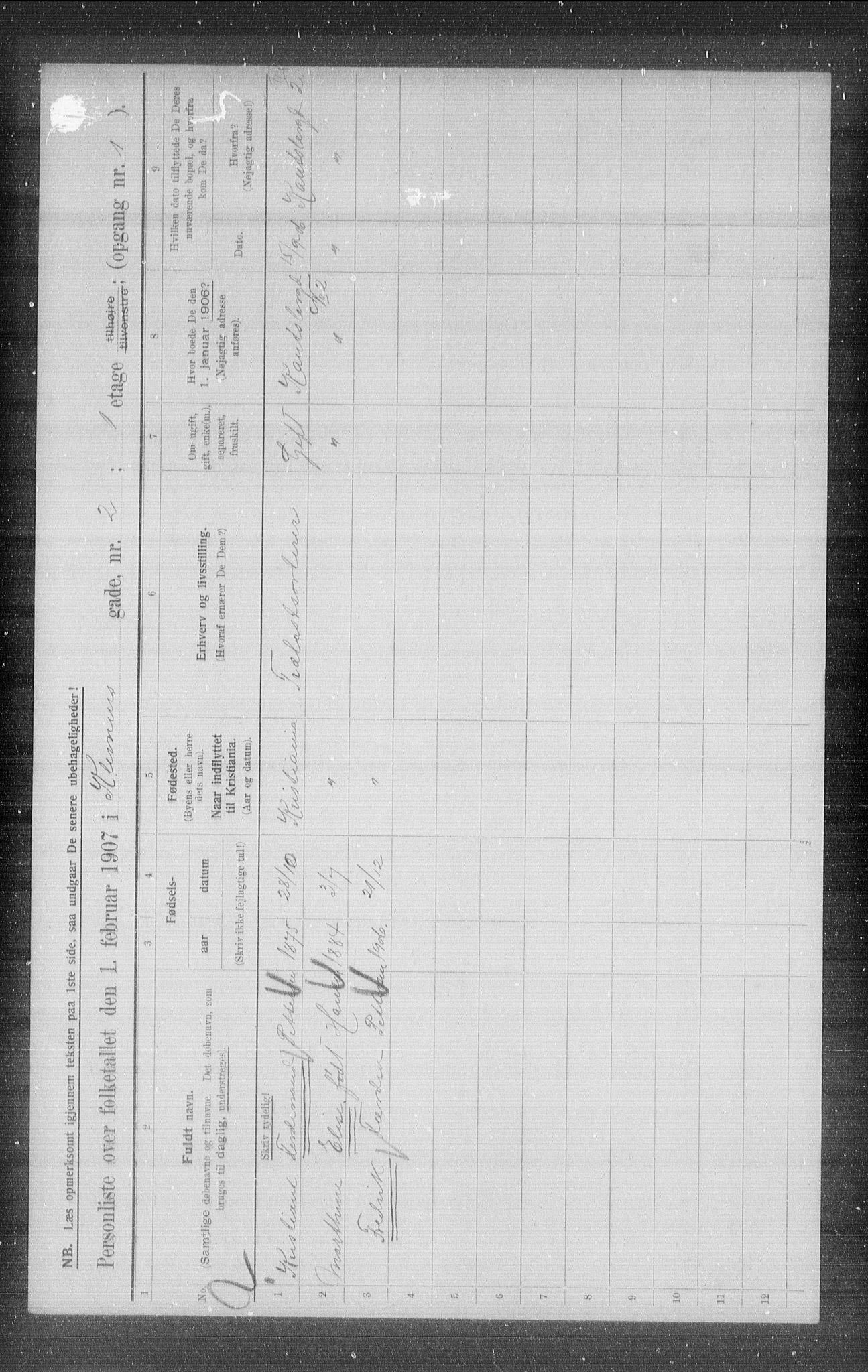 OBA, Municipal Census 1907 for Kristiania, 1907, p. 26343