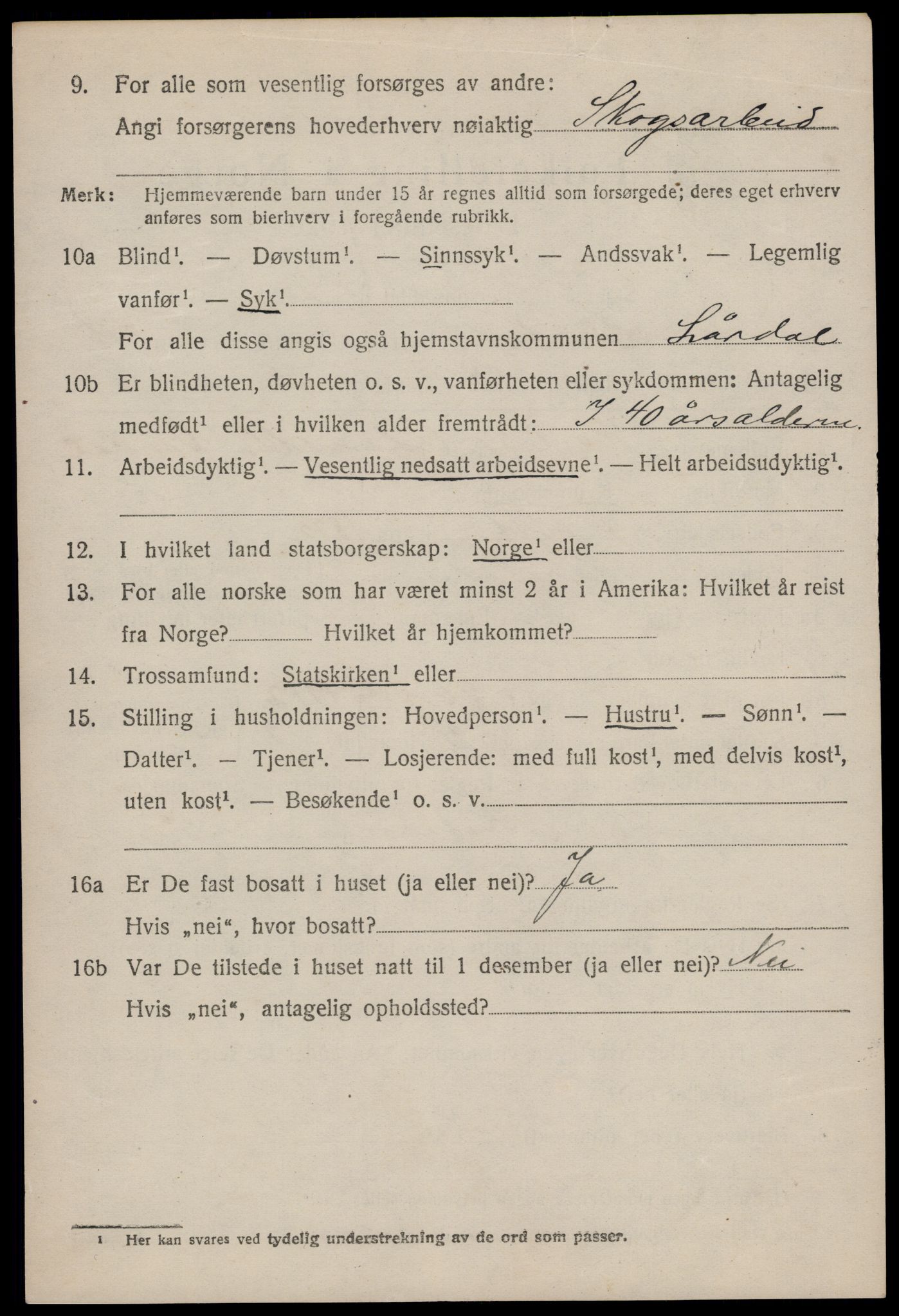 SAKO, 1920 census for Lårdal, 1920, p. 2394