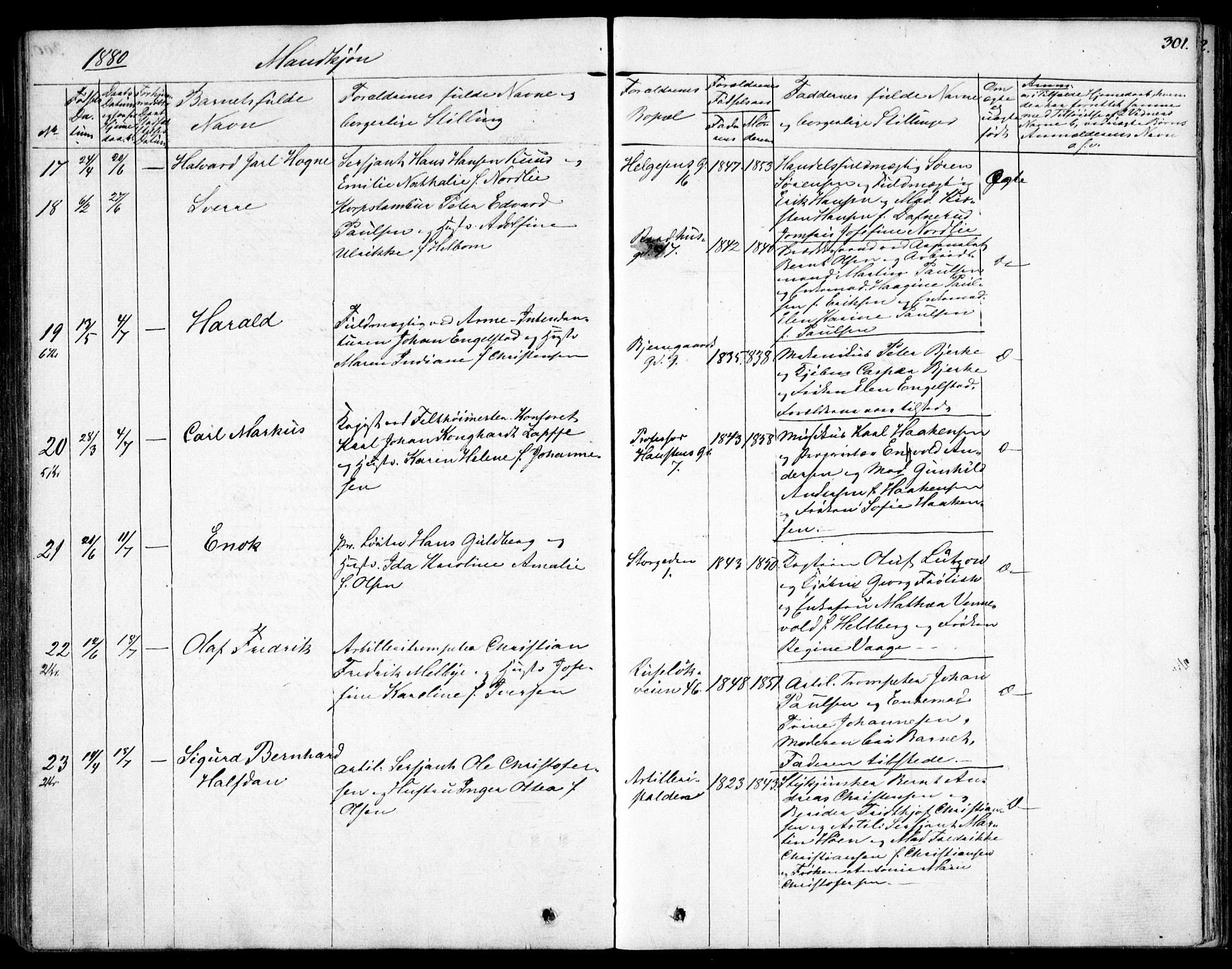 Garnisonsmenigheten Kirkebøker, AV/SAO-A-10846/F/Fa/L0007: Parish register (official) no. 7, 1828-1881, p. 301