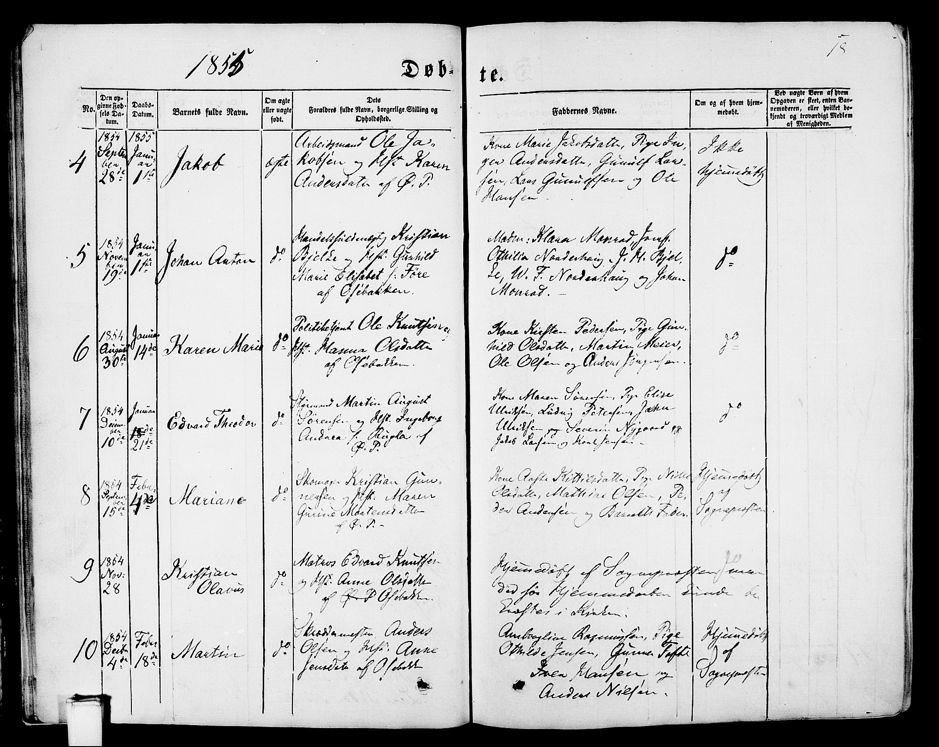 Porsgrunn kirkebøker , SAKO/A-104/G/Gb/L0004: Parish register (copy) no. II 4, 1853-1882, p. 18