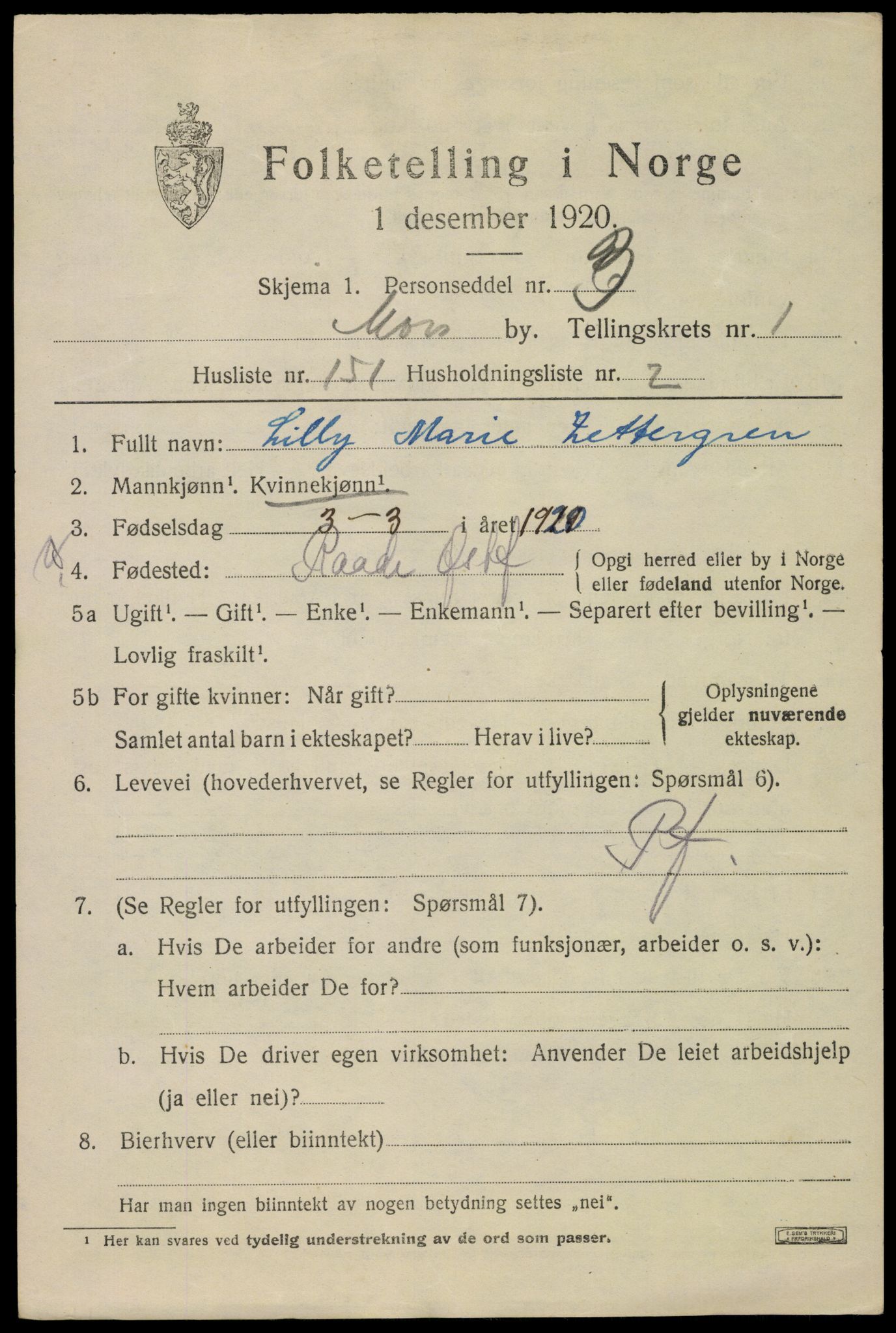 SAO, 1920 census for Moss, 1920, p. 8465