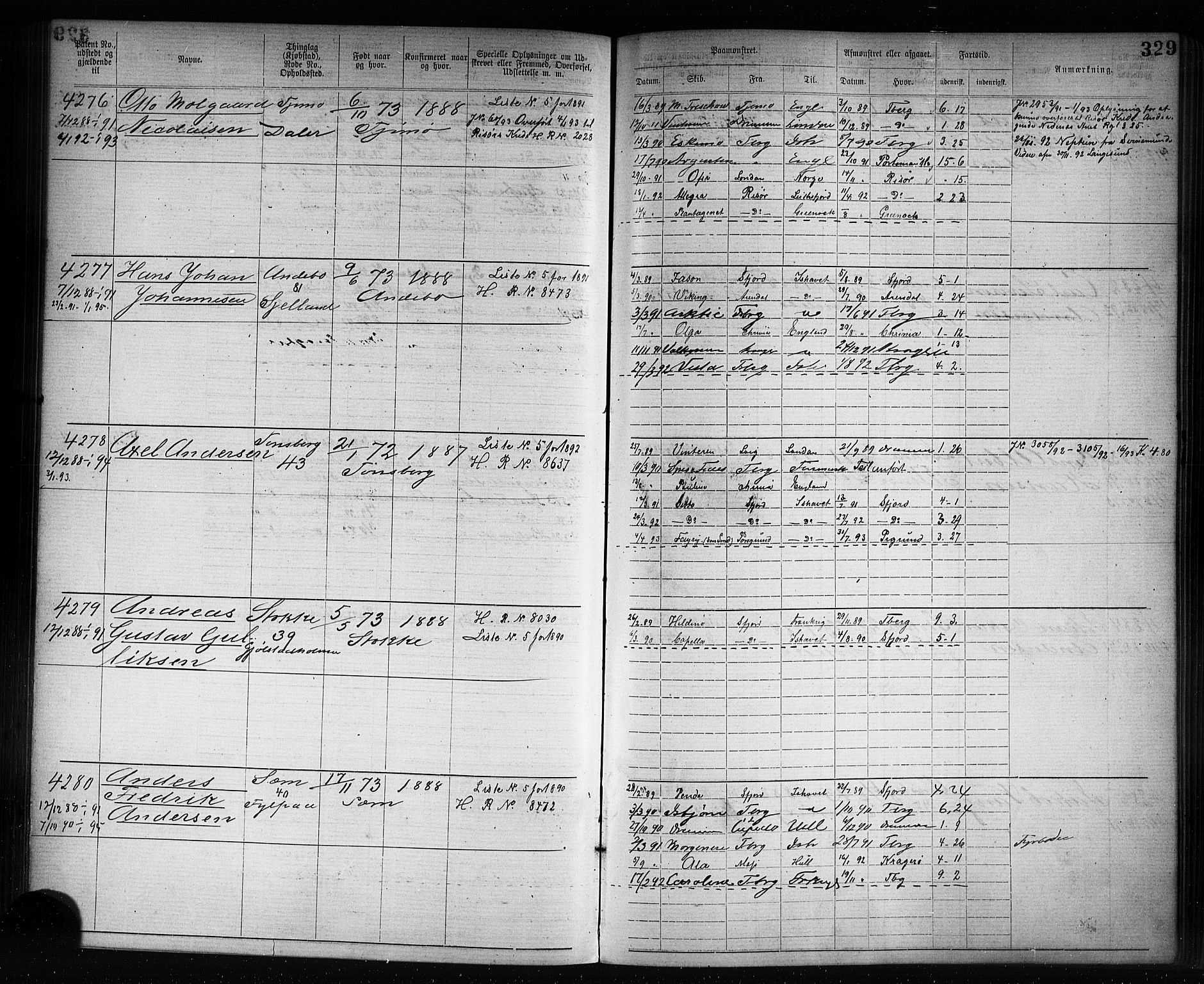 Tønsberg innrulleringskontor, AV/SAKO-A-786/F/Fb/L0007: Annotasjonsrulle Patent nr. 2636-5150, 1881-1892, p. 330