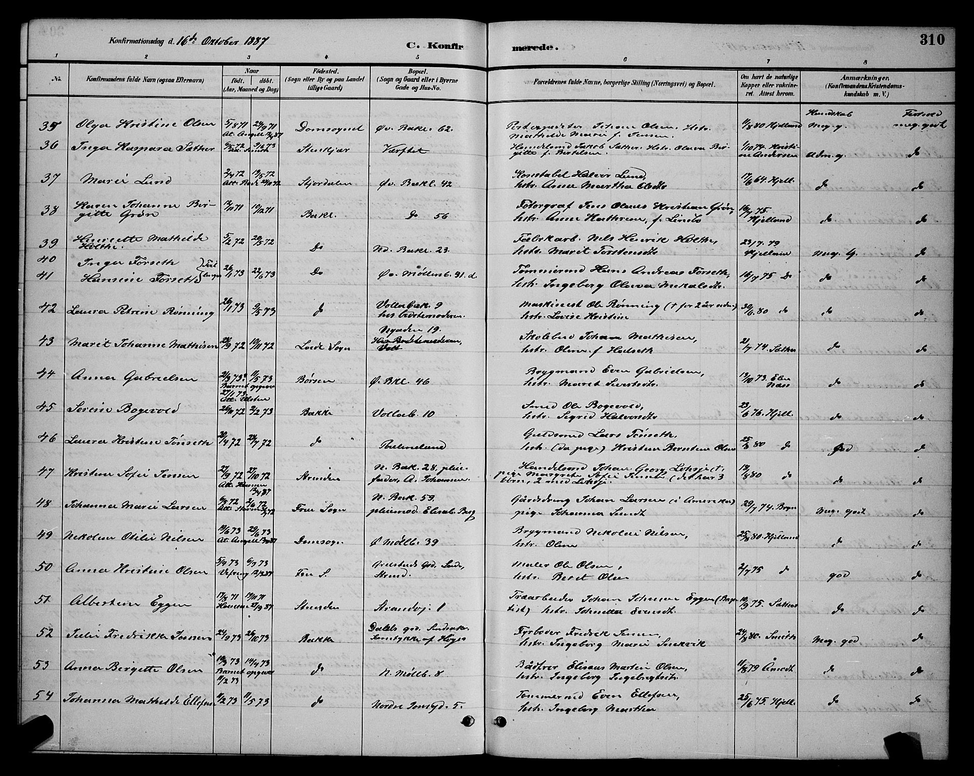 Ministerialprotokoller, klokkerbøker og fødselsregistre - Sør-Trøndelag, SAT/A-1456/604/L0222: Parish register (copy) no. 604C05, 1886-1895, p. 310