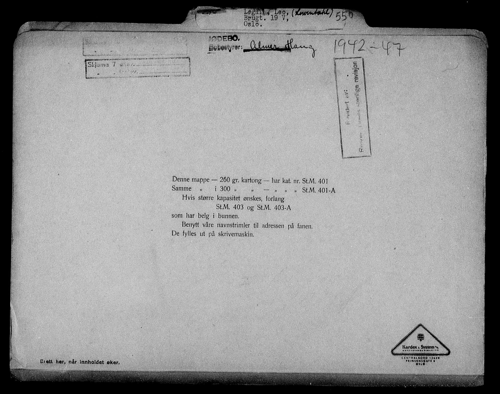 Justisdepartementet, Tilbakeføringskontoret for inndratte formuer, AV/RA-S-1564/H/Hc/Hcc/L0960: --, 1945-1947, p. 527