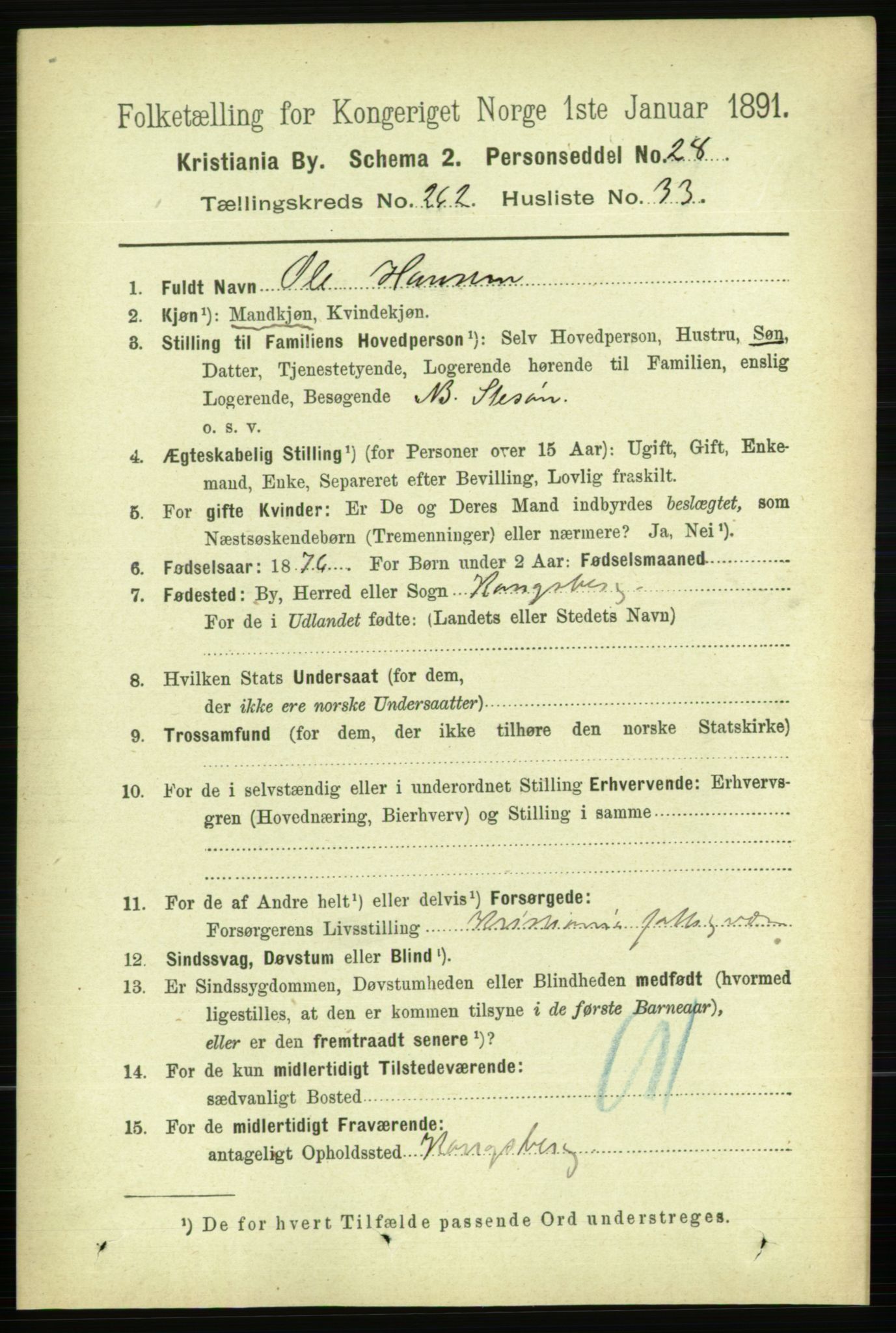 RA, 1891 census for 0301 Kristiania, 1891, p. 159598