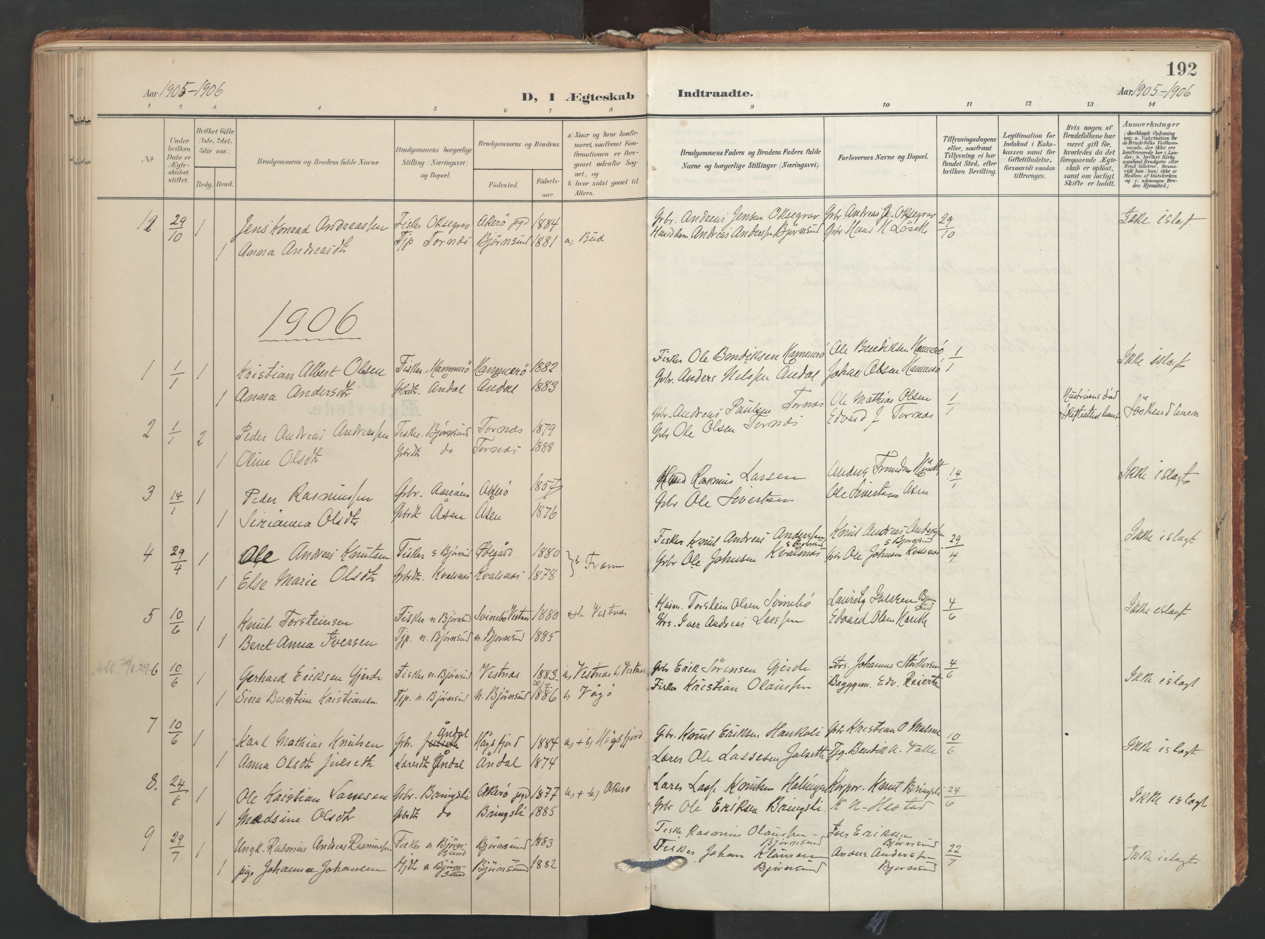 Ministerialprotokoller, klokkerbøker og fødselsregistre - Møre og Romsdal, AV/SAT-A-1454/565/L0751: Parish register (official) no. 565A05, 1905-1979, p. 192