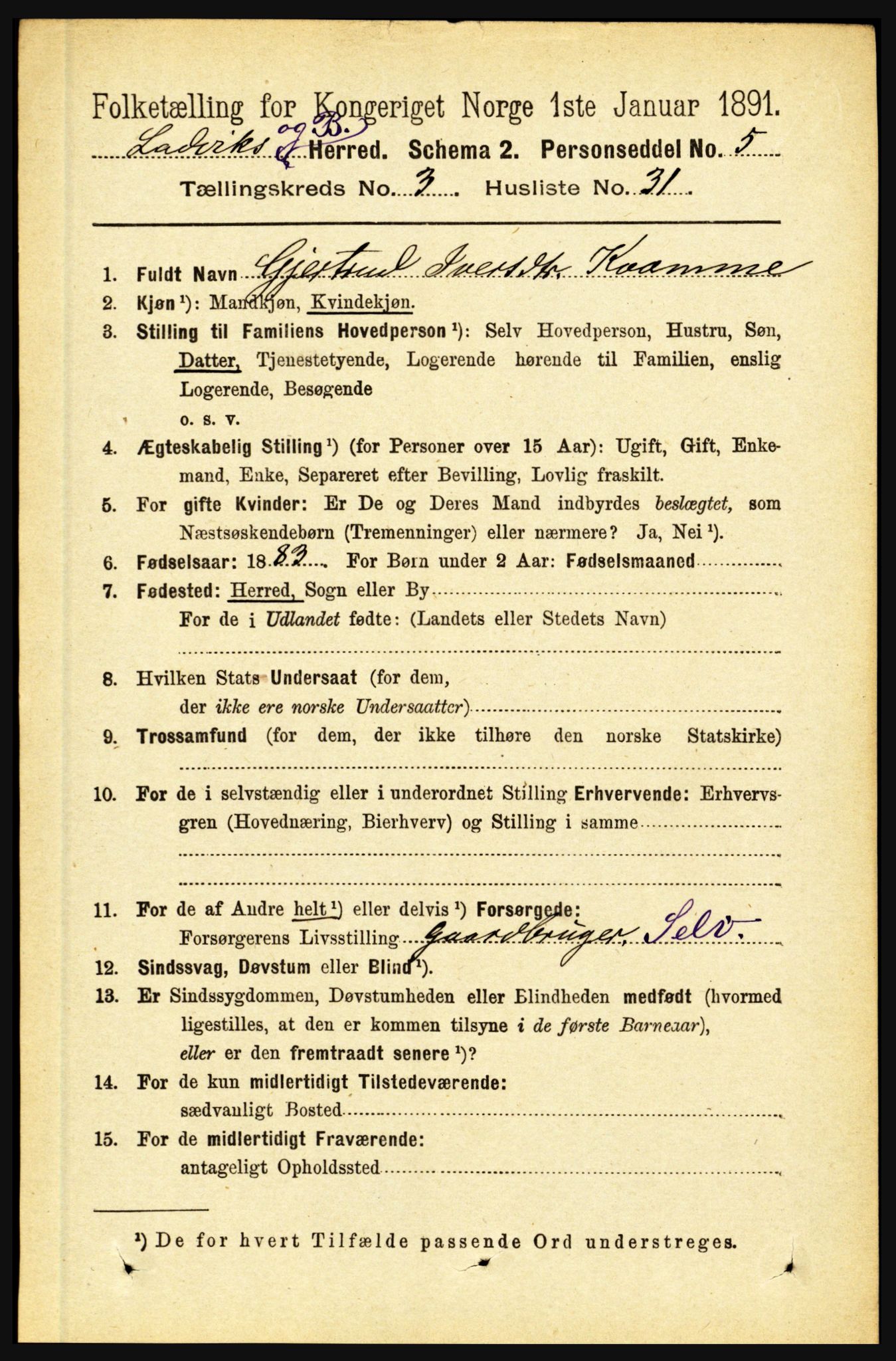 RA, 1891 census for 1415 Lavik og Brekke, 1891, p. 684