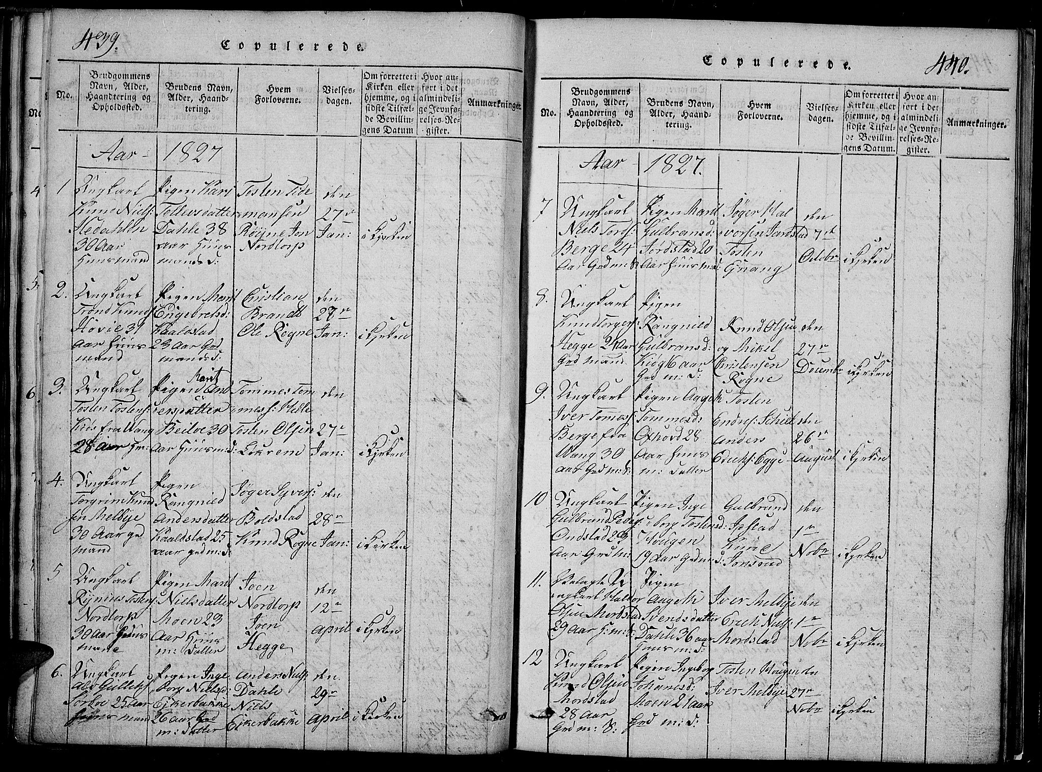 Slidre prestekontor, SAH/PREST-134/H/Ha/Hab/L0002: Parish register (copy) no. 2, 1814-1839, p. 439-440