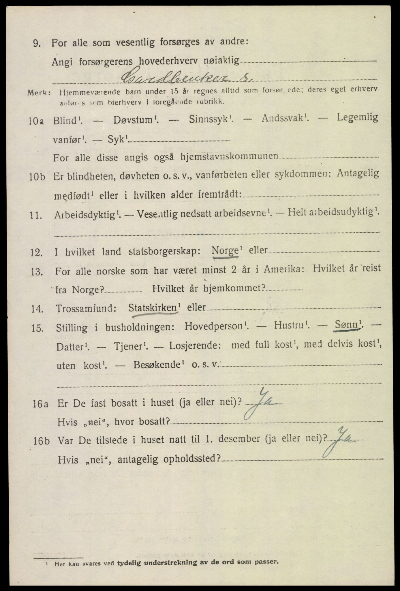 SAK, 1920 census for Sør-Audnedal, 1920, p. 5614