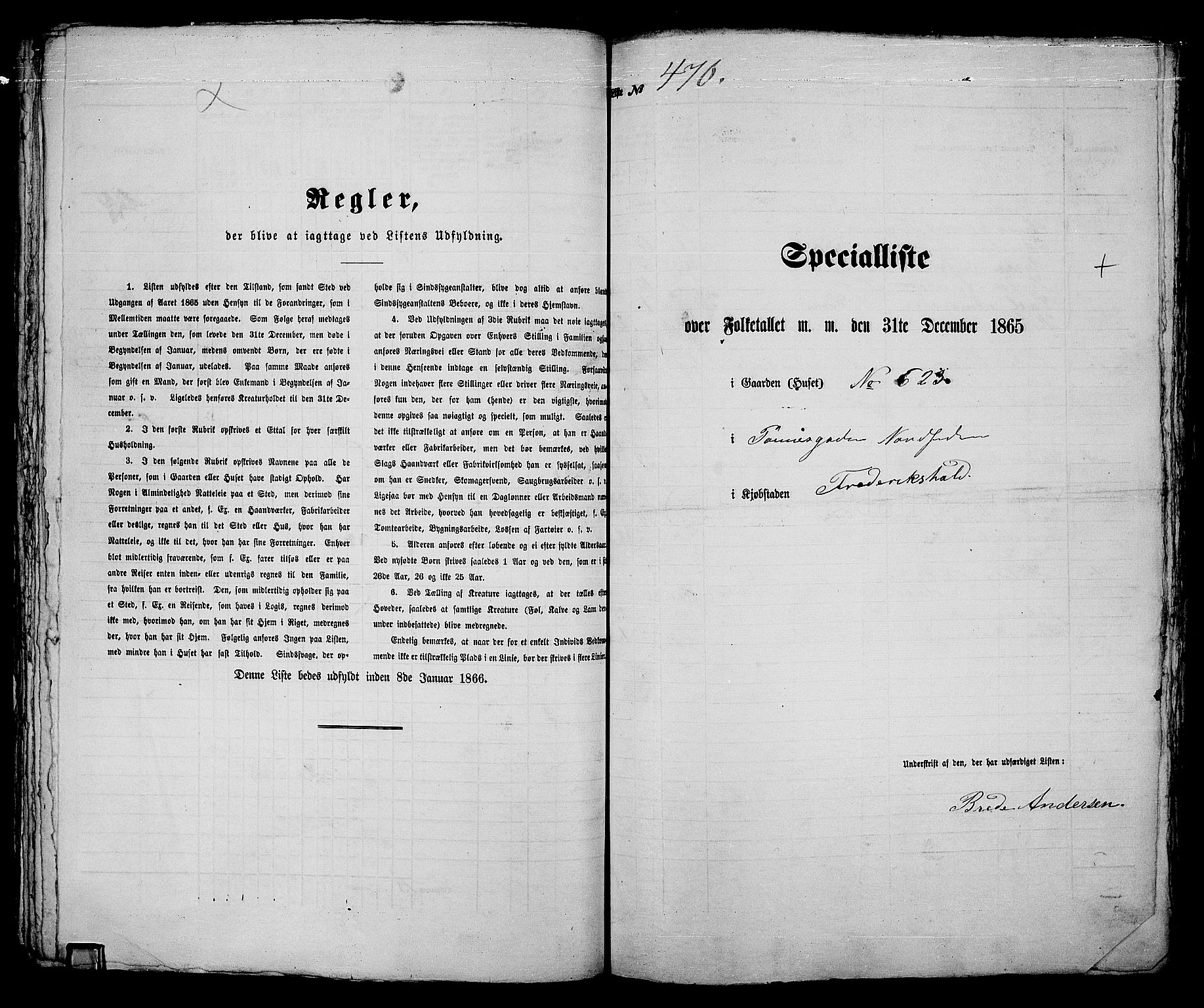 RA, 1865 census for Fredrikshald, 1865, p. 954