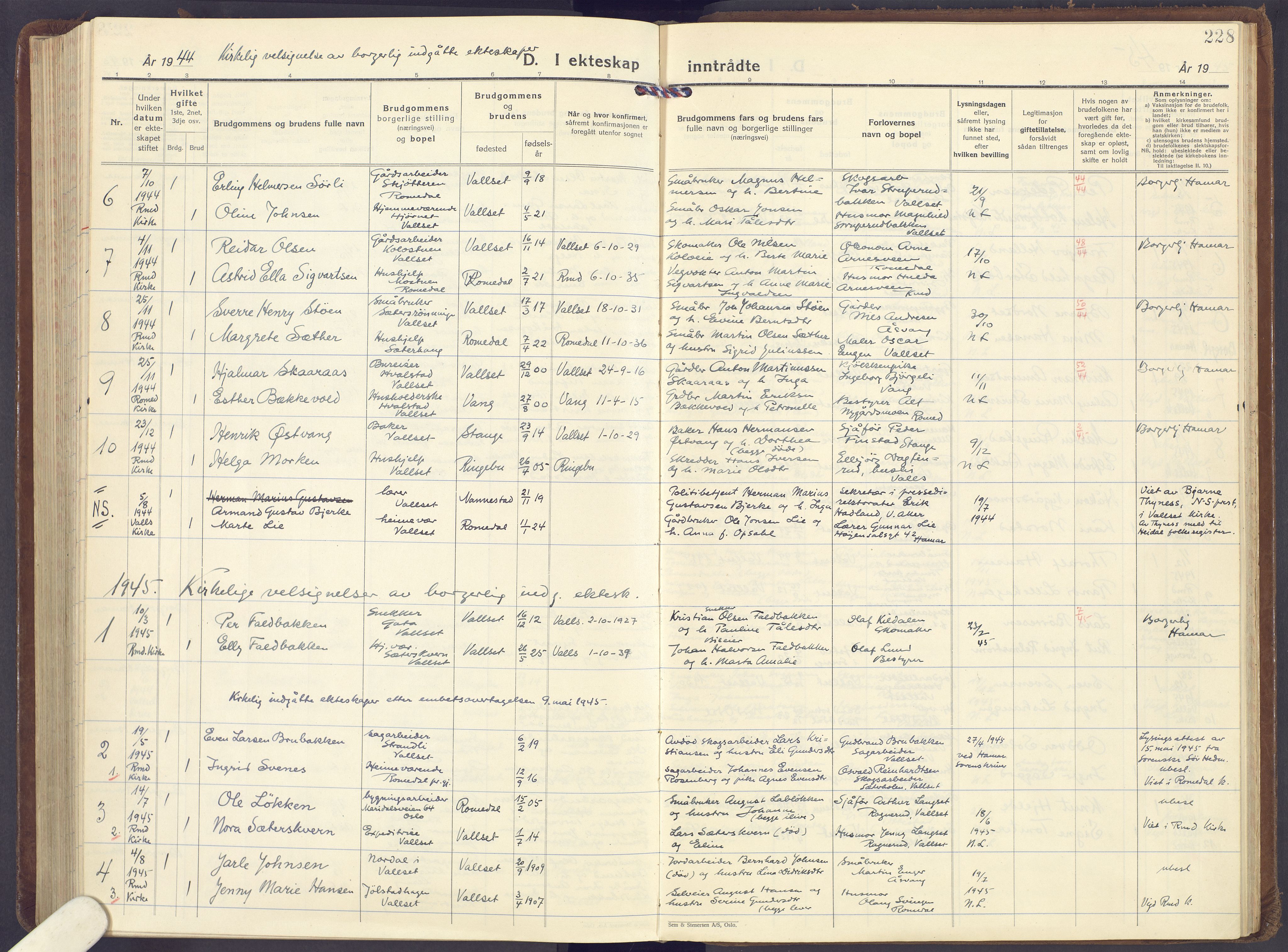 Romedal prestekontor, SAH/PREST-004/K/L0013: Parish register (official) no. 13, 1930-1949, p. 228