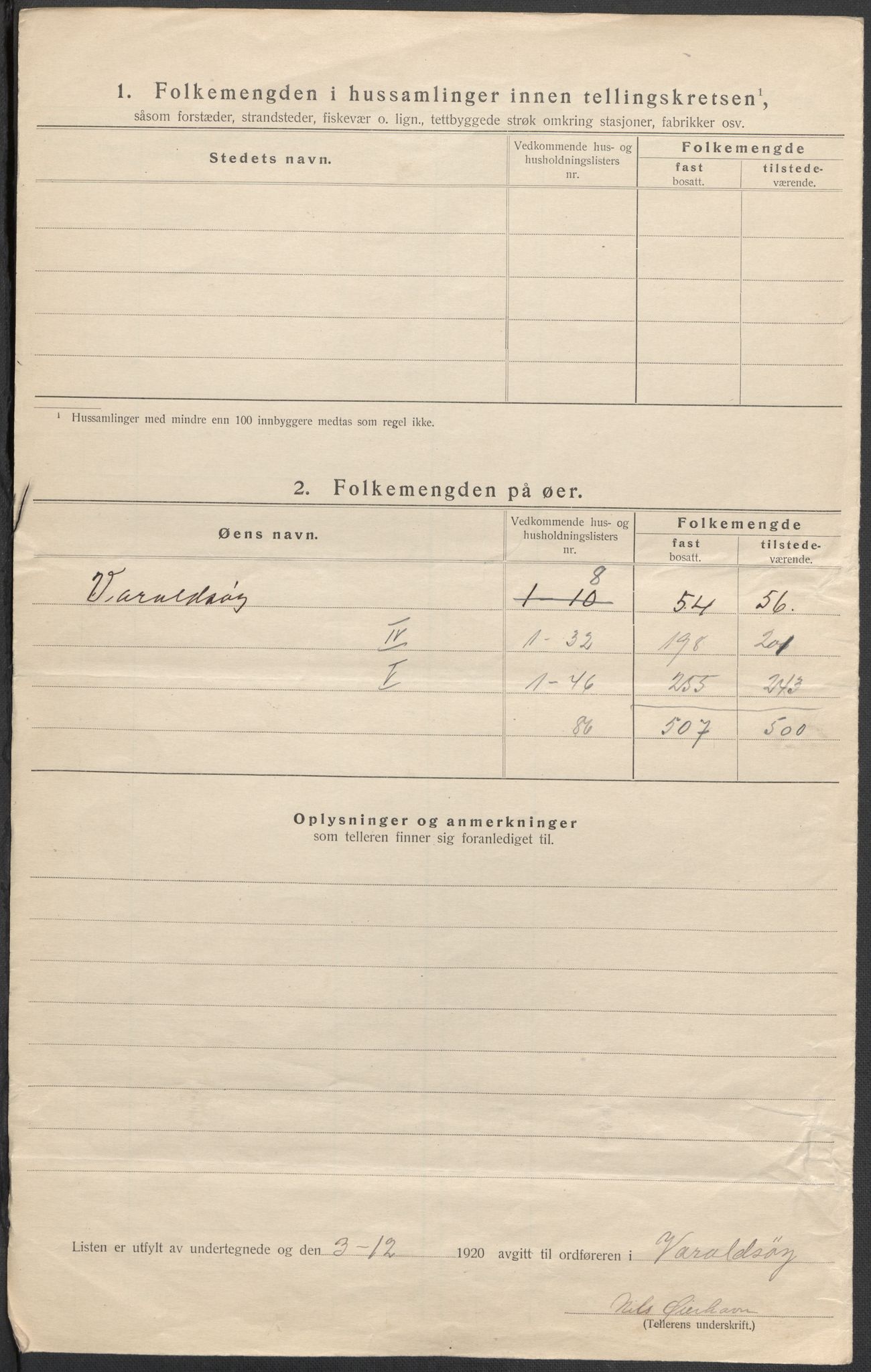 SAB, 1920 census for Varaldsøy, 1920, p. 13