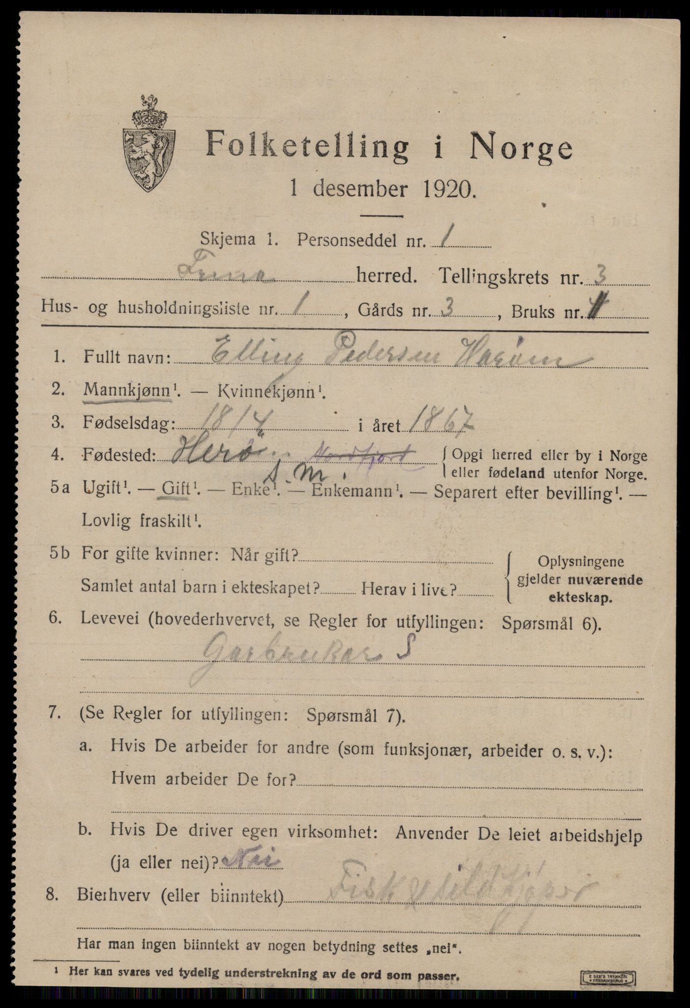 SAT, 1920 census for Fræna, 1920, p. 2305