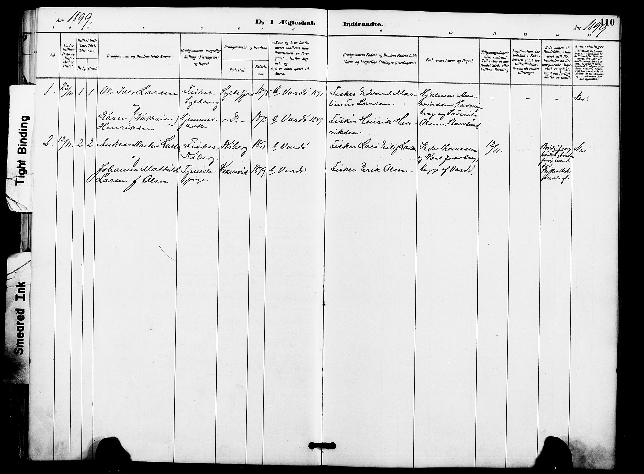 Vardø sokneprestkontor, SATØ/S-1332/H/Ha/L0009kirke: Parish register (official) no. 9, 1887-1898, p. 110