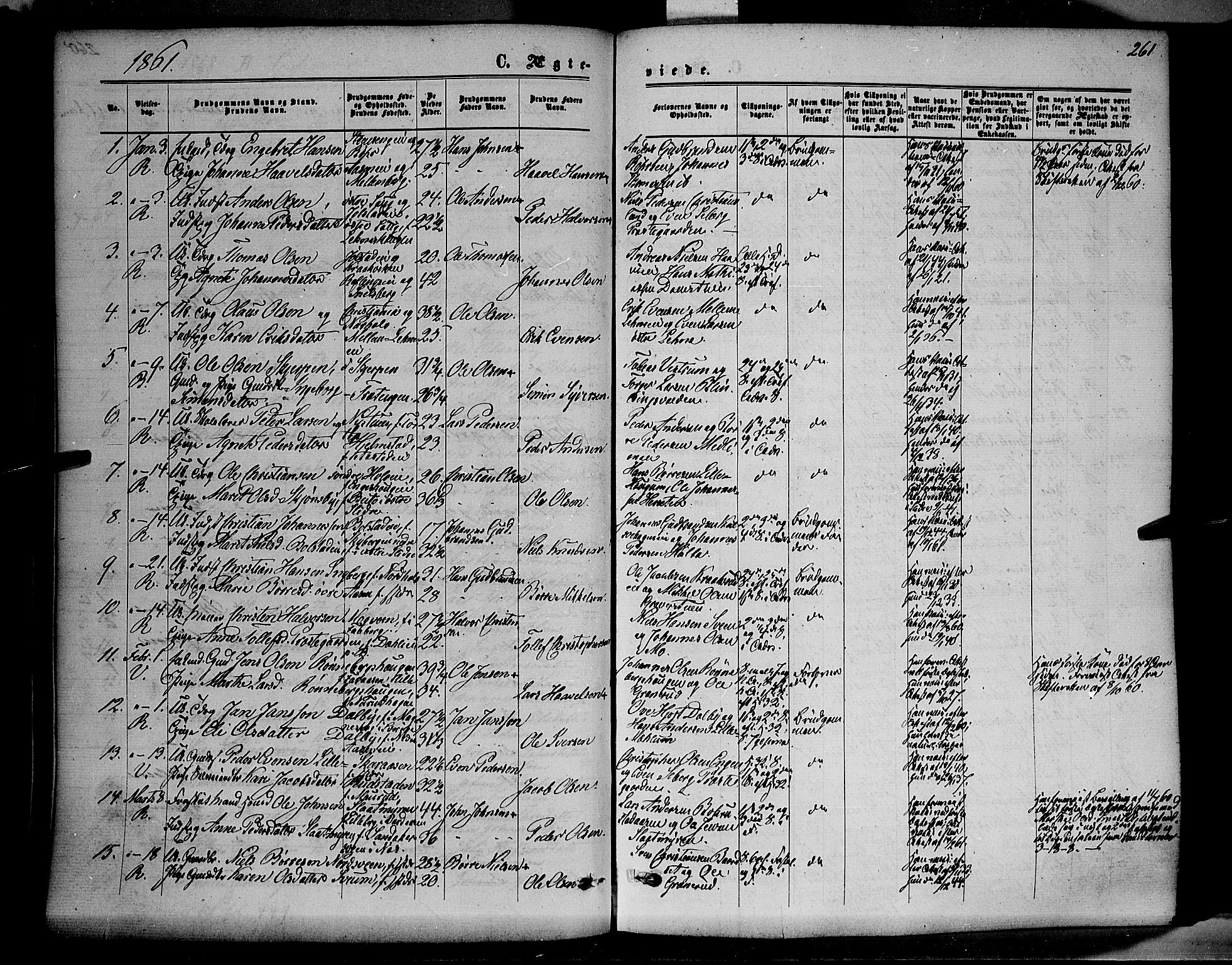 Ringsaker prestekontor, SAH/PREST-014/K/Ka/L0010: Parish register (official) no. 10, 1861-1869, p. 261