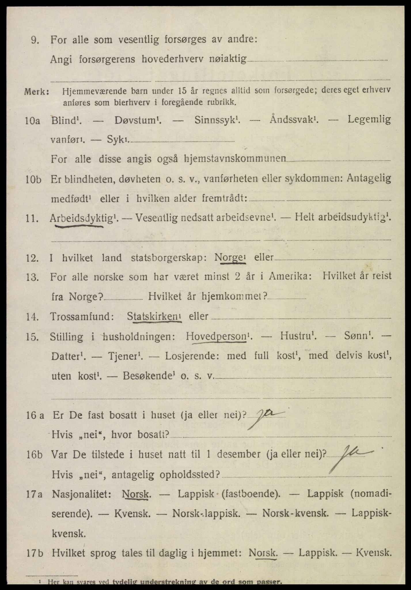 SAT, 1920 census for Klinga, 1920, p. 2070