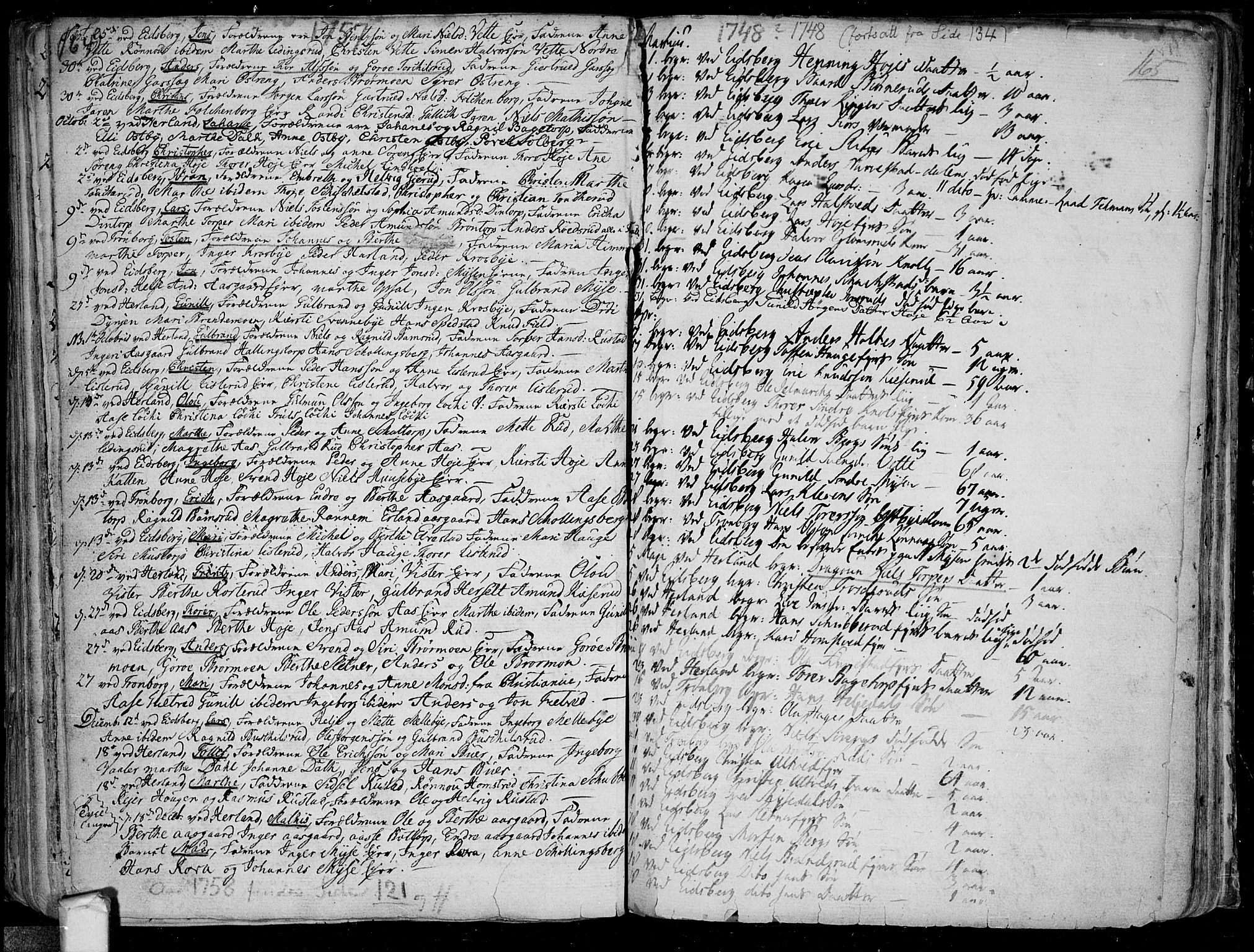Eidsberg prestekontor Kirkebøker, AV/SAO-A-10905/F/Fa/L0003: Parish register (official) no.  I 3, 1742-1758, p. 164-165