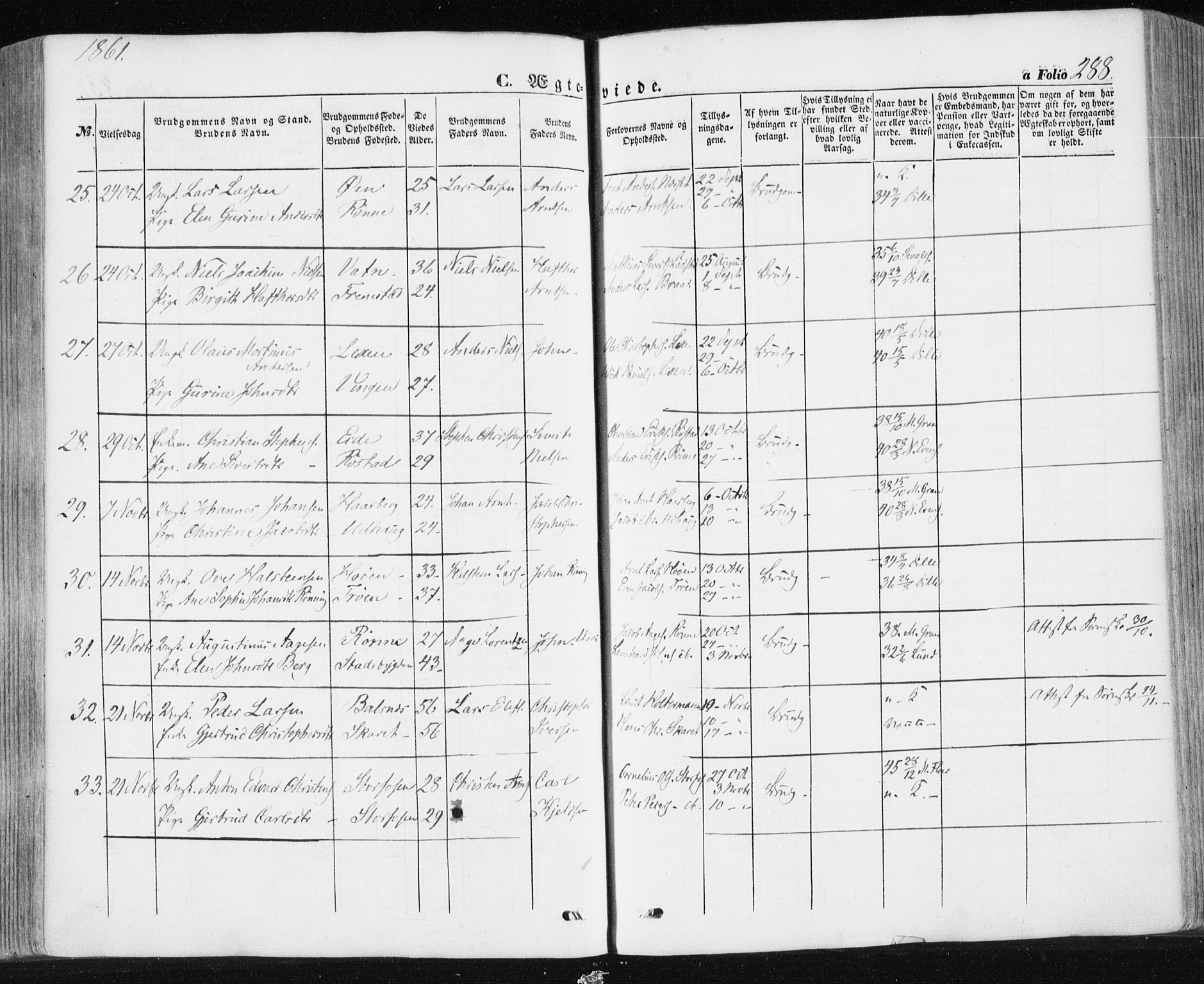 Ministerialprotokoller, klokkerbøker og fødselsregistre - Sør-Trøndelag, SAT/A-1456/659/L0737: Parish register (official) no. 659A07, 1857-1875, p. 288