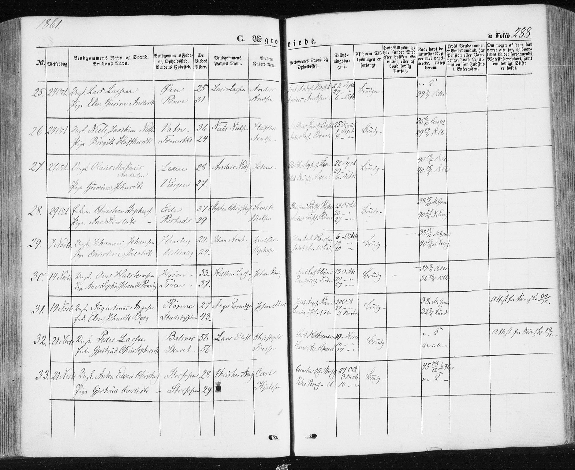 Ministerialprotokoller, klokkerbøker og fødselsregistre - Sør-Trøndelag, AV/SAT-A-1456/659/L0737: Parish register (official) no. 659A07, 1857-1875, p. 288