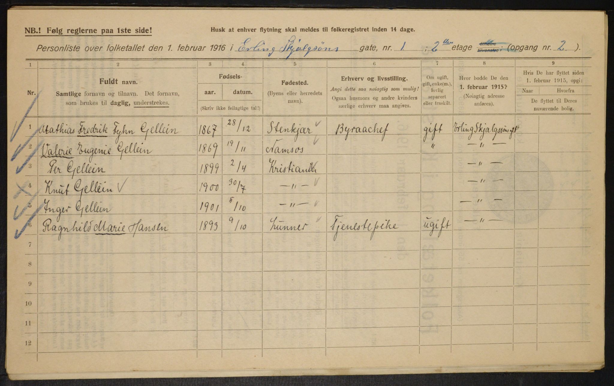 OBA, Municipal Census 1916 for Kristiania, 1916, p. 22406