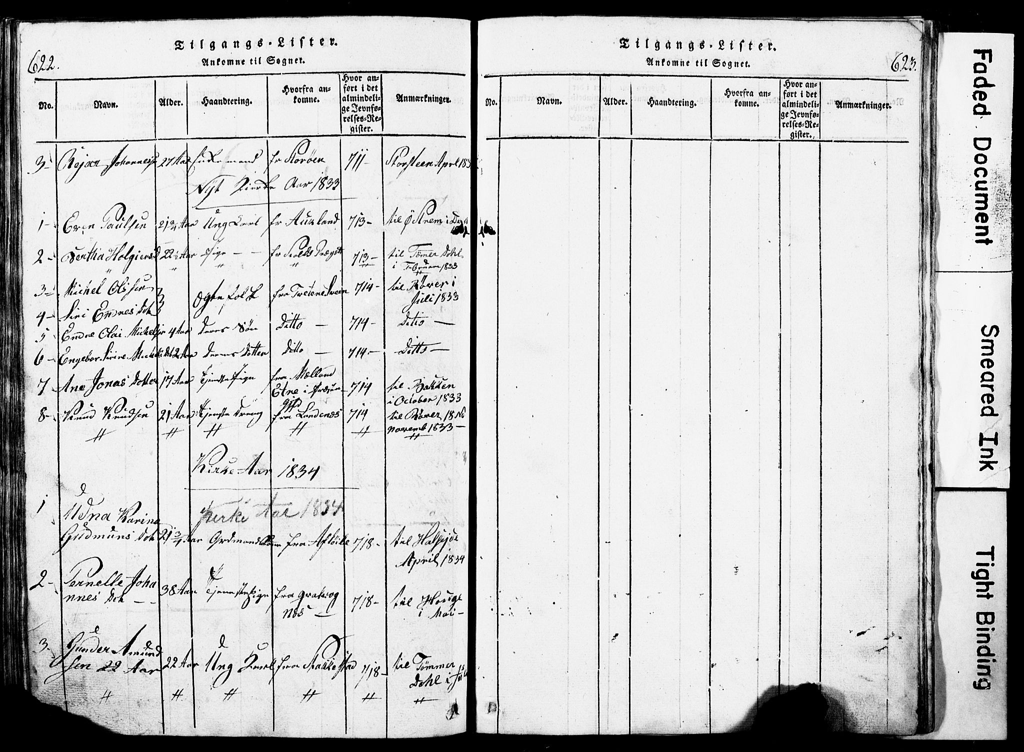 Torvastad sokneprestkontor, SAST/A -101857/H/Ha/Hab/L0002: Parish register (copy) no. B 2, 1817-1834, p. 622-623