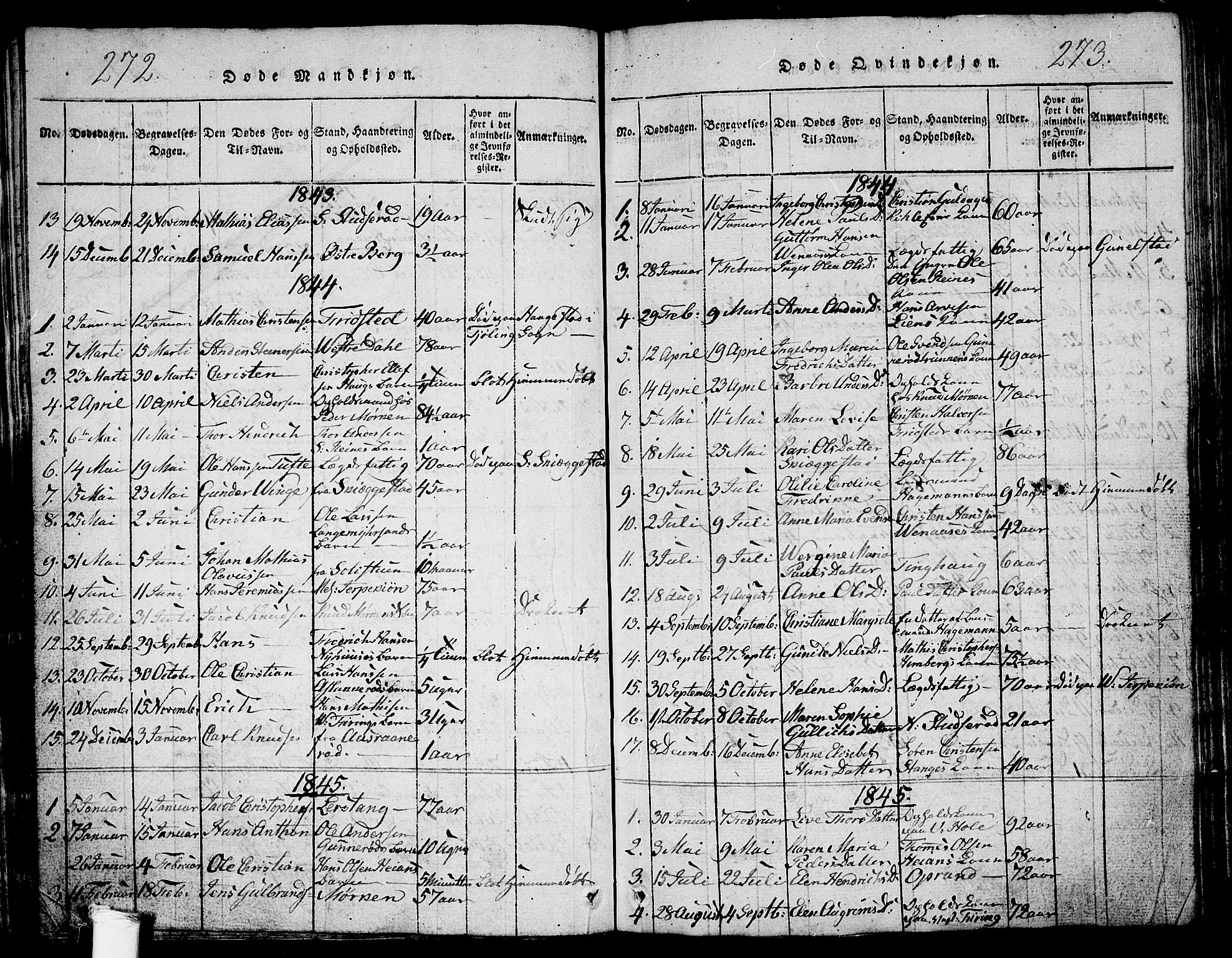 Ramnes kirkebøker, SAKO/A-314/G/Ga/L0001: Parish register (copy) no. I 1, 1813-1847, p. 272-273