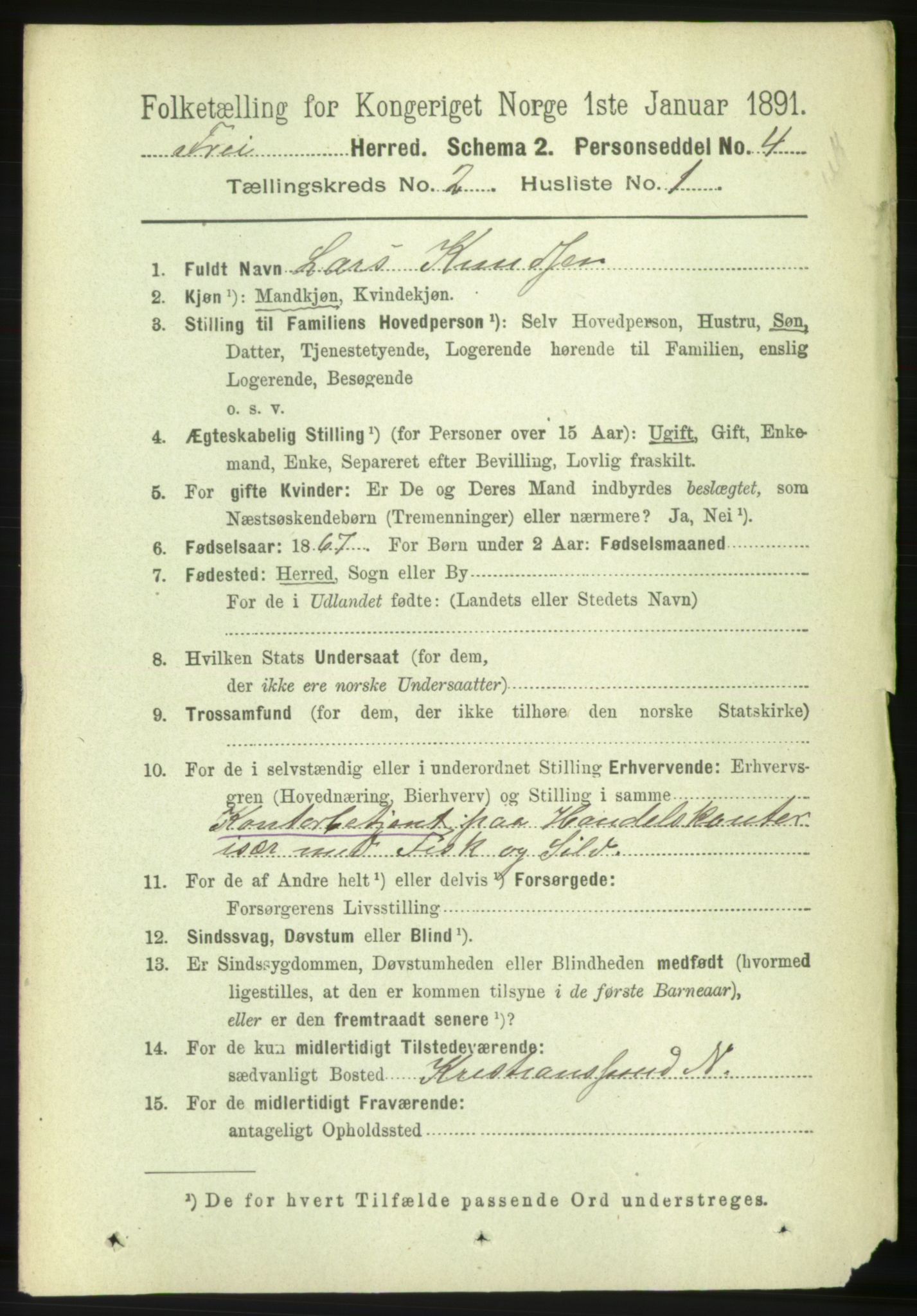 RA, 1891 census for 1556 Frei, 1891, p. 730