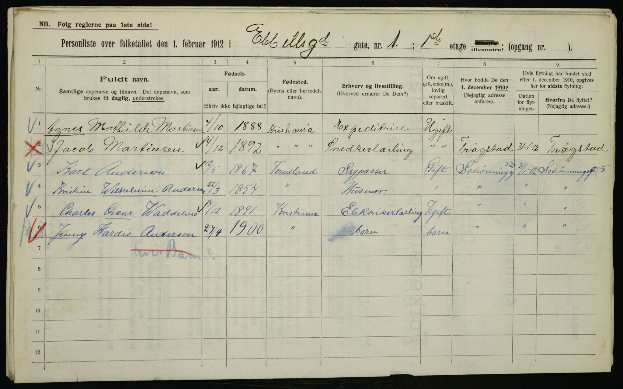 OBA, Municipal Census 1912 for Kristiania, 1912, p. 17967