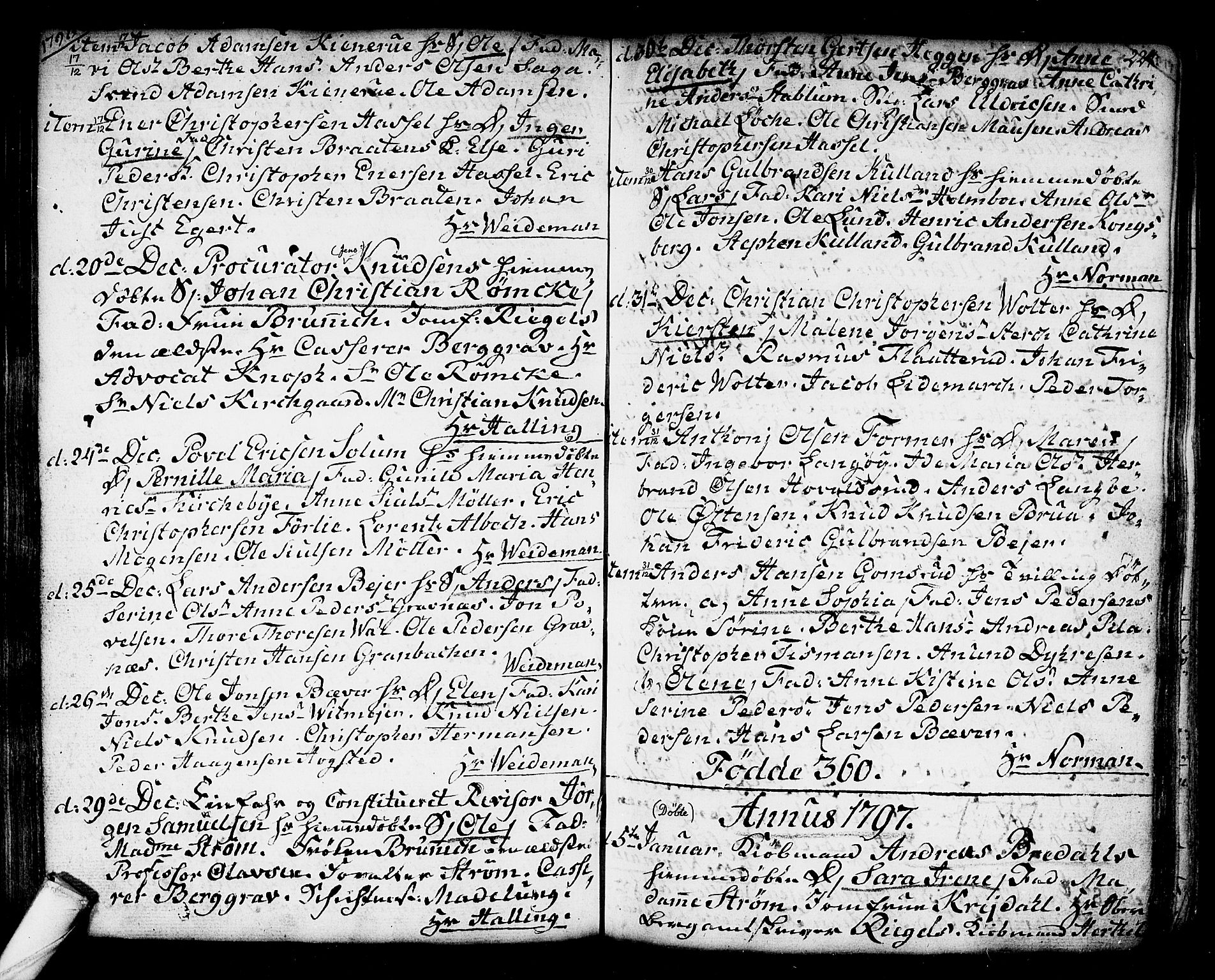 Kongsberg kirkebøker, SAKO/A-22/F/Fa/L0006: Parish register (official) no. I 6, 1783-1797, p. 224