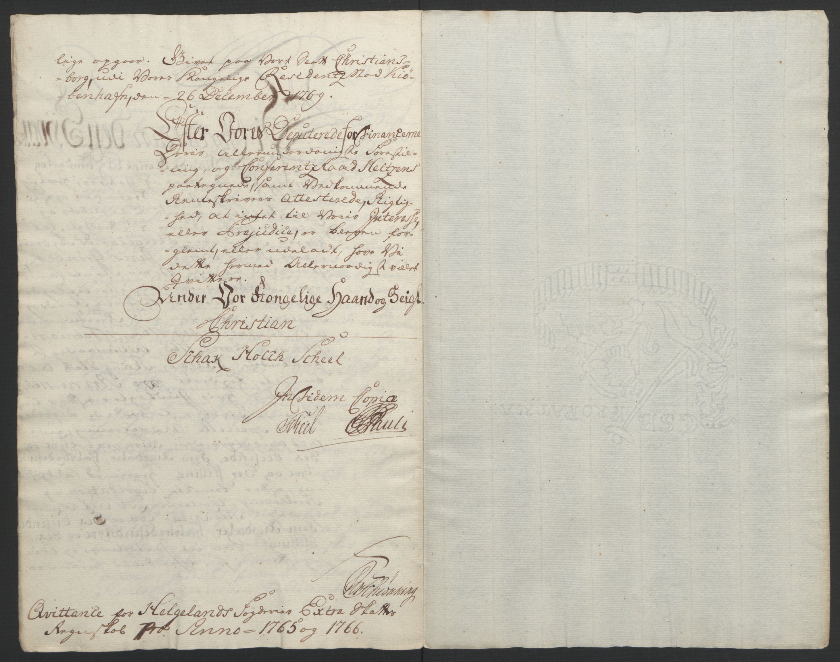 Rentekammeret inntil 1814, Reviderte regnskaper, Fogderegnskap, RA/EA-4092/R65/L4573: Ekstraskatten Helgeland, 1762-1772, p. 121