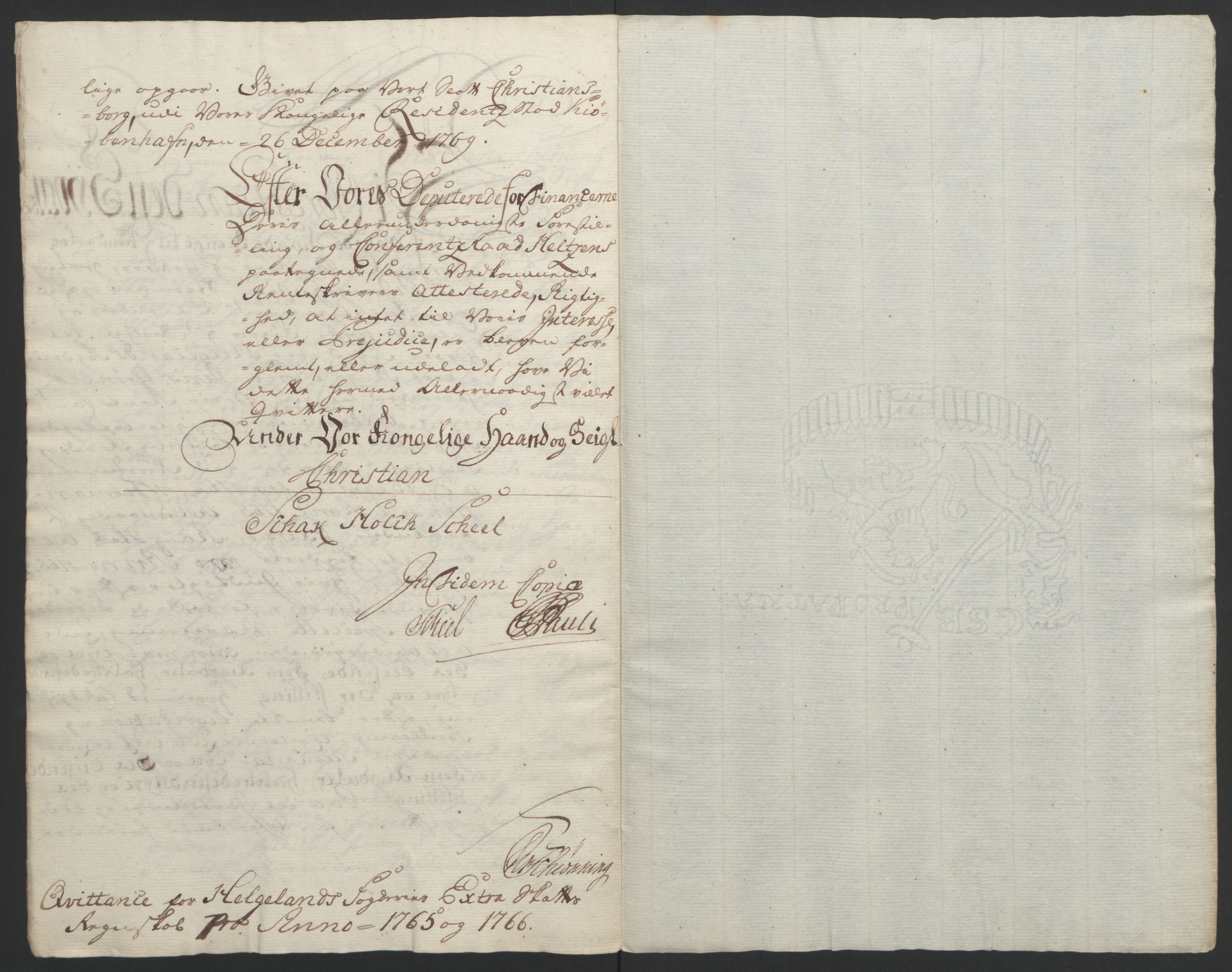 Rentekammeret inntil 1814, Reviderte regnskaper, Fogderegnskap, AV/RA-EA-4092/R65/L4573: Ekstraskatten Helgeland, 1762-1772, p. 121