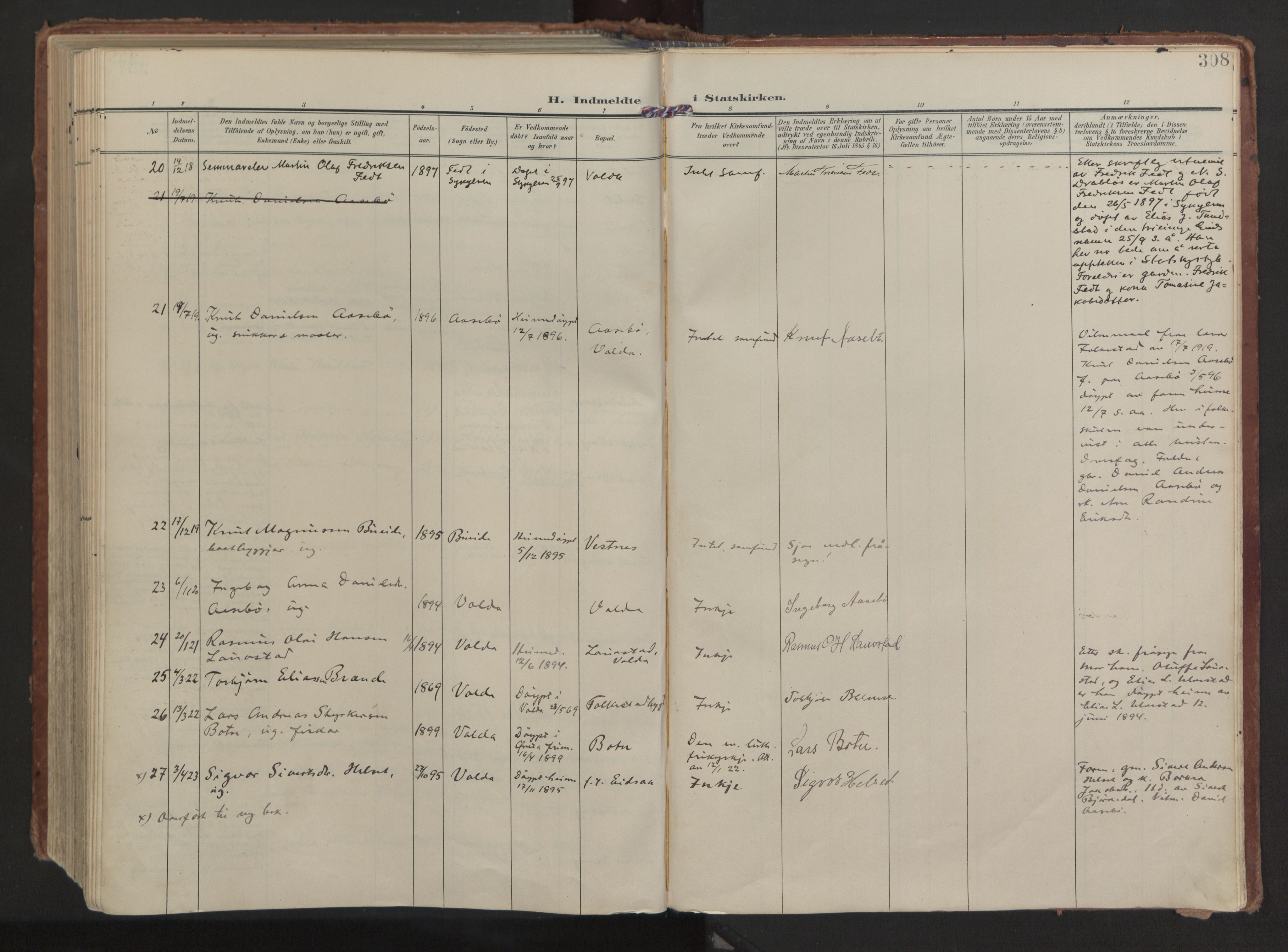 Ministerialprotokoller, klokkerbøker og fødselsregistre - Møre og Romsdal, AV/SAT-A-1454/511/L0144: Parish register (official) no. 511A11, 1906-1923, p. 308