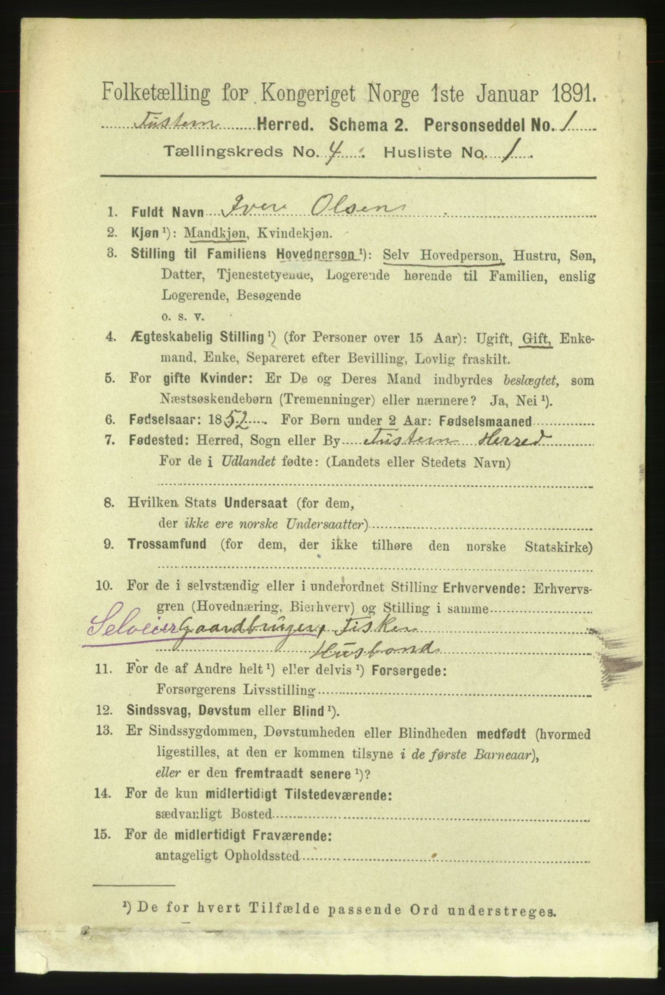 RA, 1891 census for 1572 Tustna, 1891, p. 1390