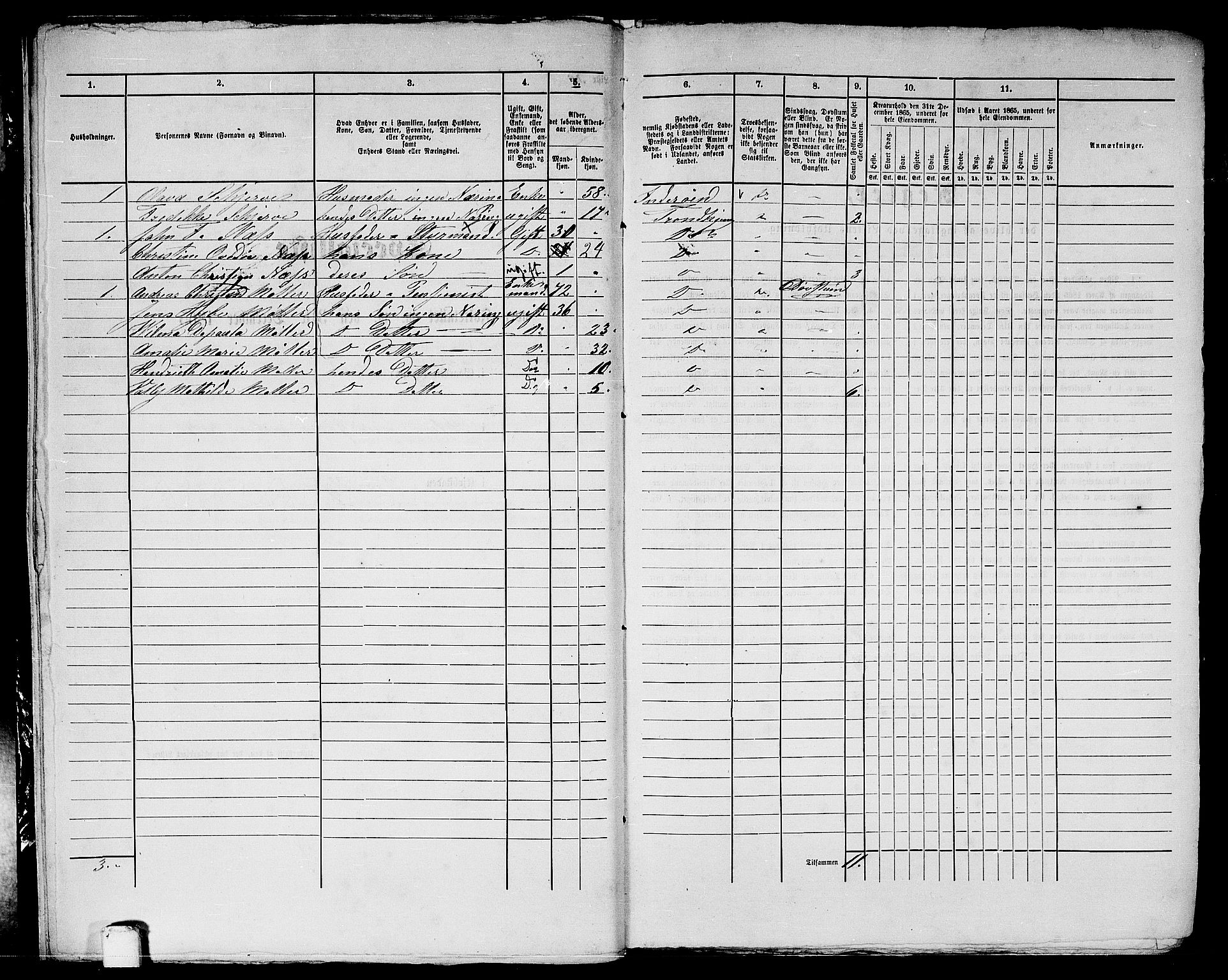 RA, 1865 census for Trondheim, 1865, p. 2094