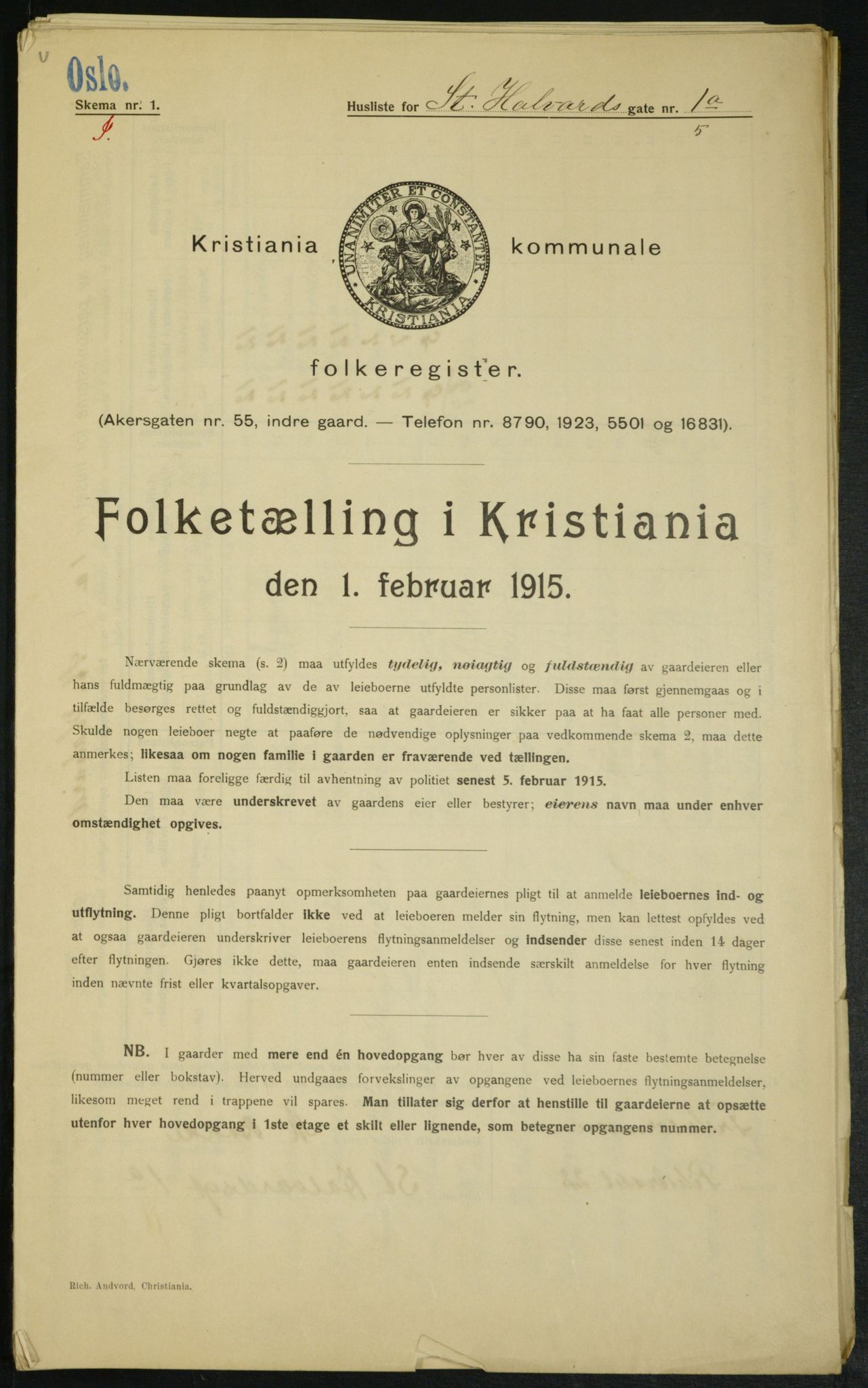 OBA, Municipal Census 1915 for Kristiania, 1915, p. 87038