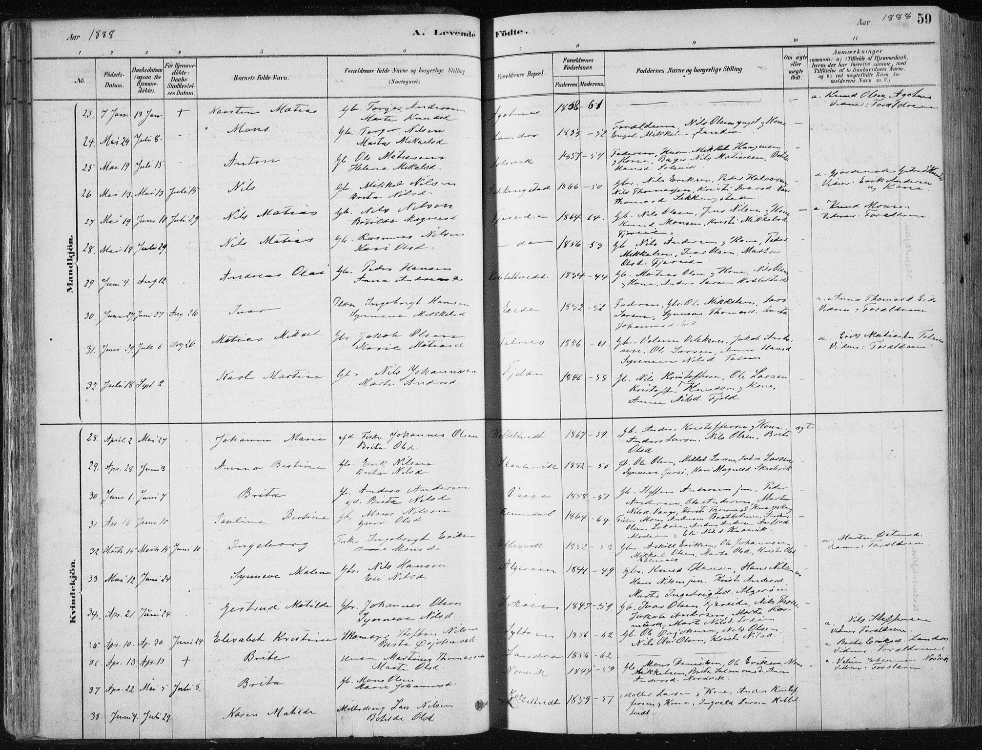 Fjell sokneprestembete, SAB/A-75301/H/Haa: Parish register (official) no. A  8, 1878-1898, p. 59