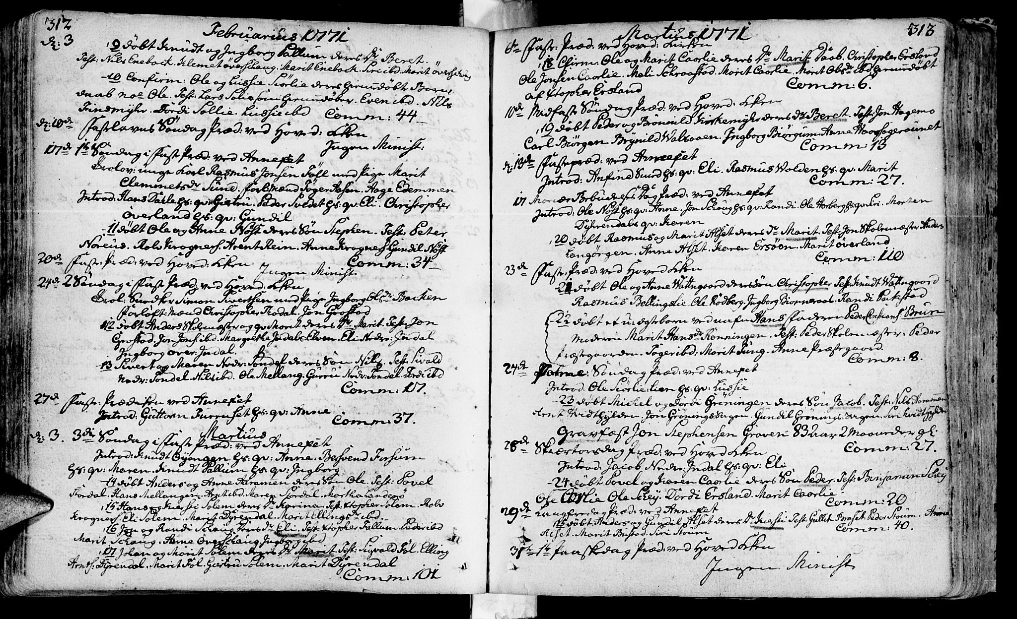 Ministerialprotokoller, klokkerbøker og fødselsregistre - Sør-Trøndelag, SAT/A-1456/646/L0605: Parish register (official) no. 646A03, 1751-1790, p. 312-313