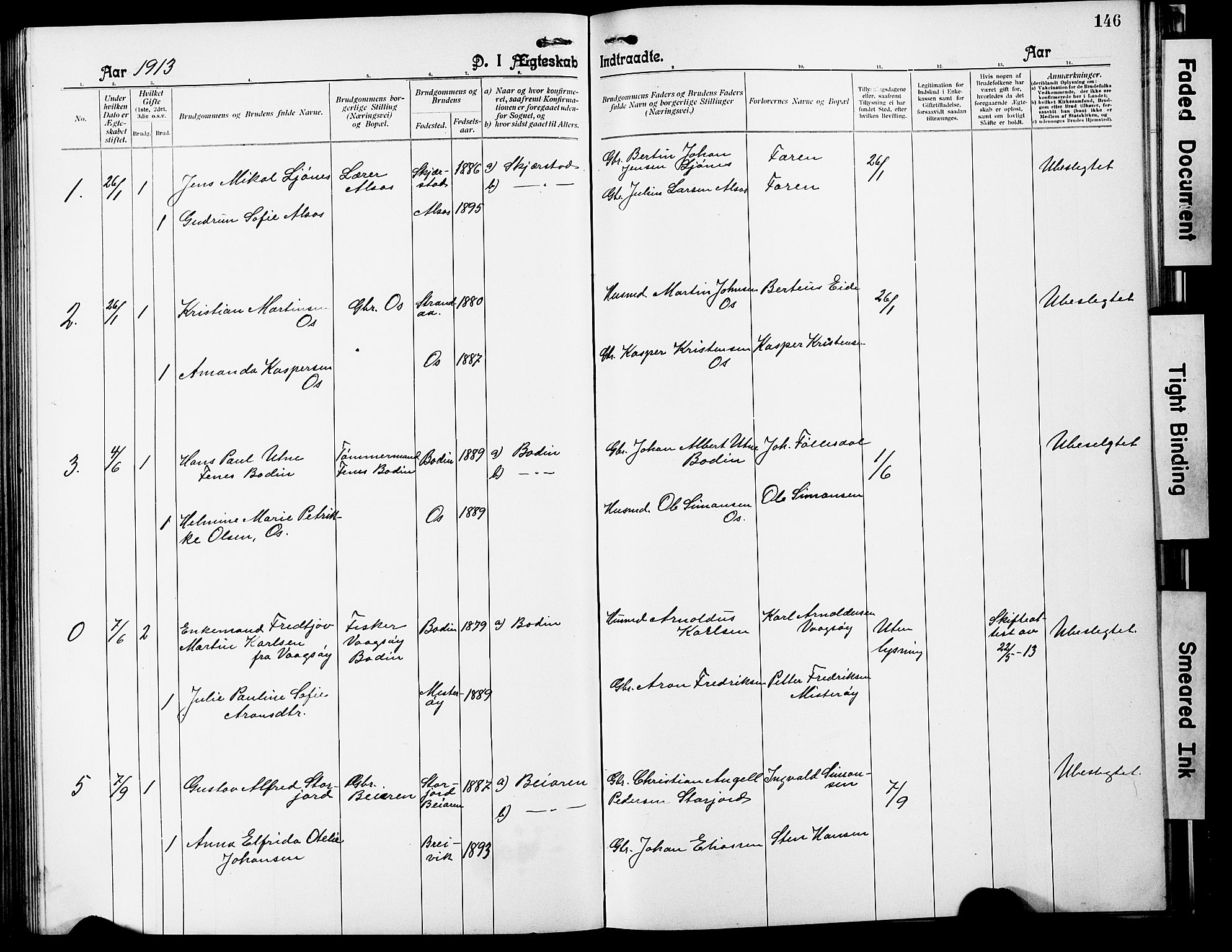 Ministerialprotokoller, klokkerbøker og fødselsregistre - Nordland, SAT/A-1459/803/L0077: Parish register (copy) no. 803C04, 1897-1930, p. 146