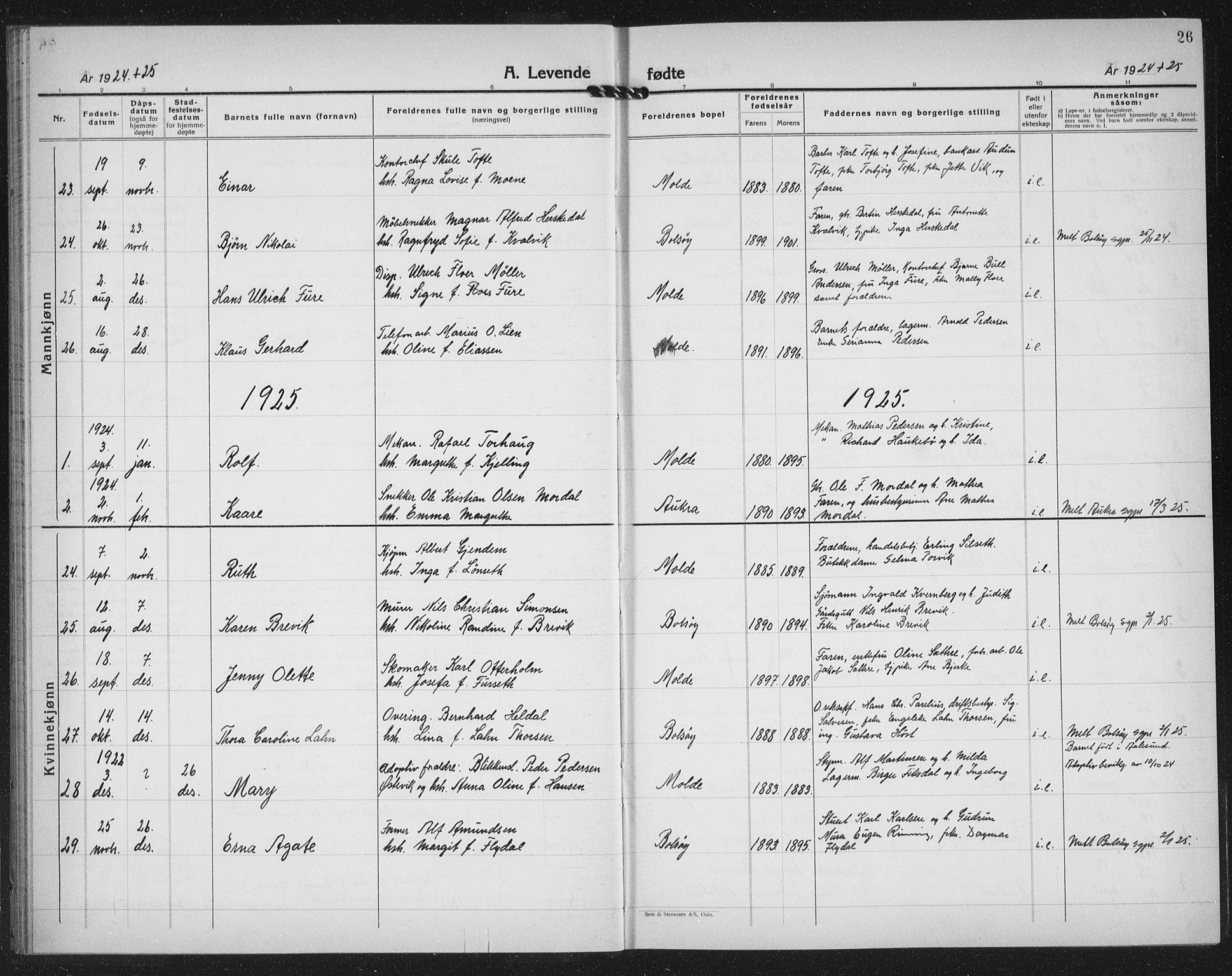 Ministerialprotokoller, klokkerbøker og fødselsregistre - Møre og Romsdal, AV/SAT-A-1454/558/L0704: Parish register (copy) no. 558C05, 1921-1942, p. 26