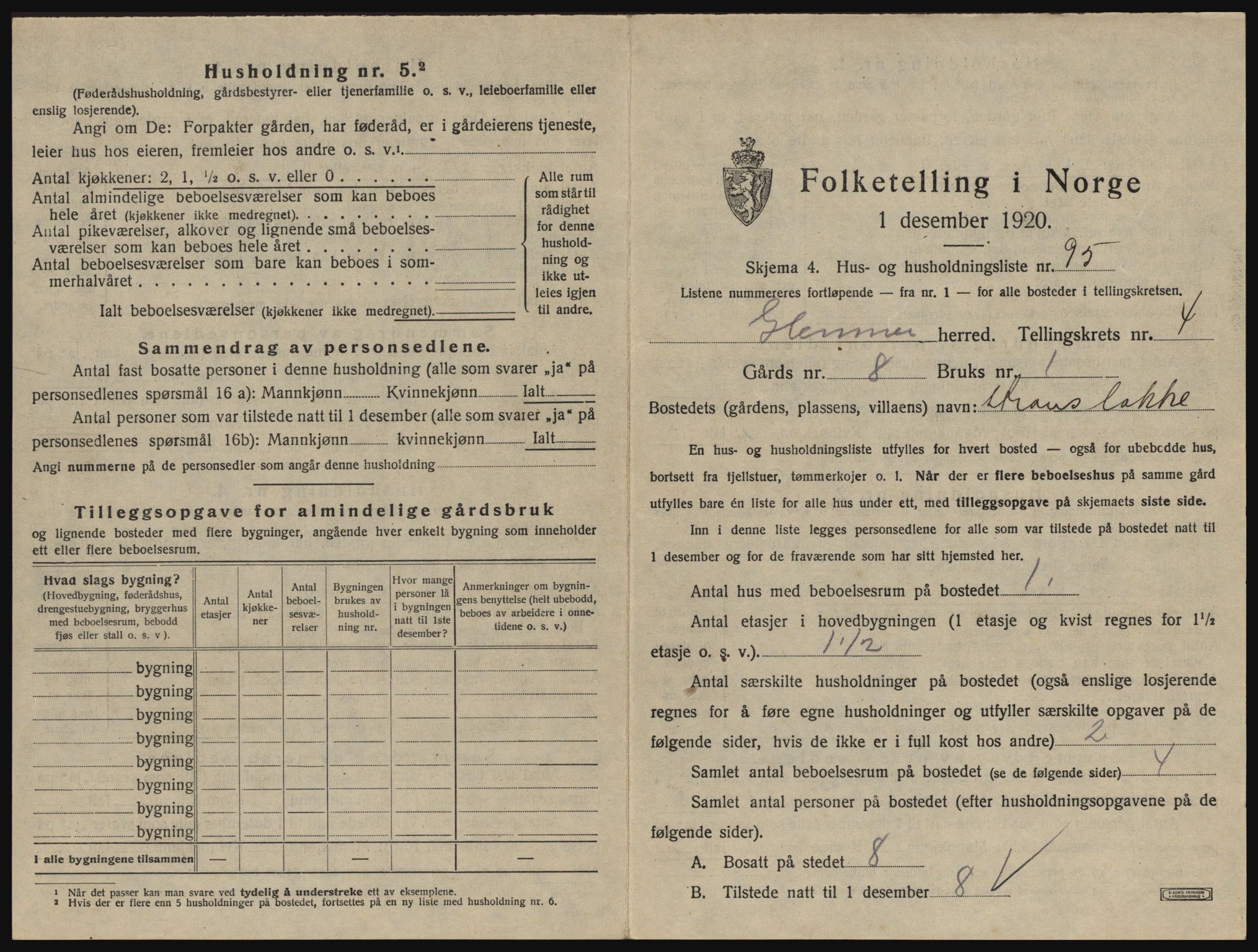 SAO, 1920 census for Glemmen, 1920, p. 1647