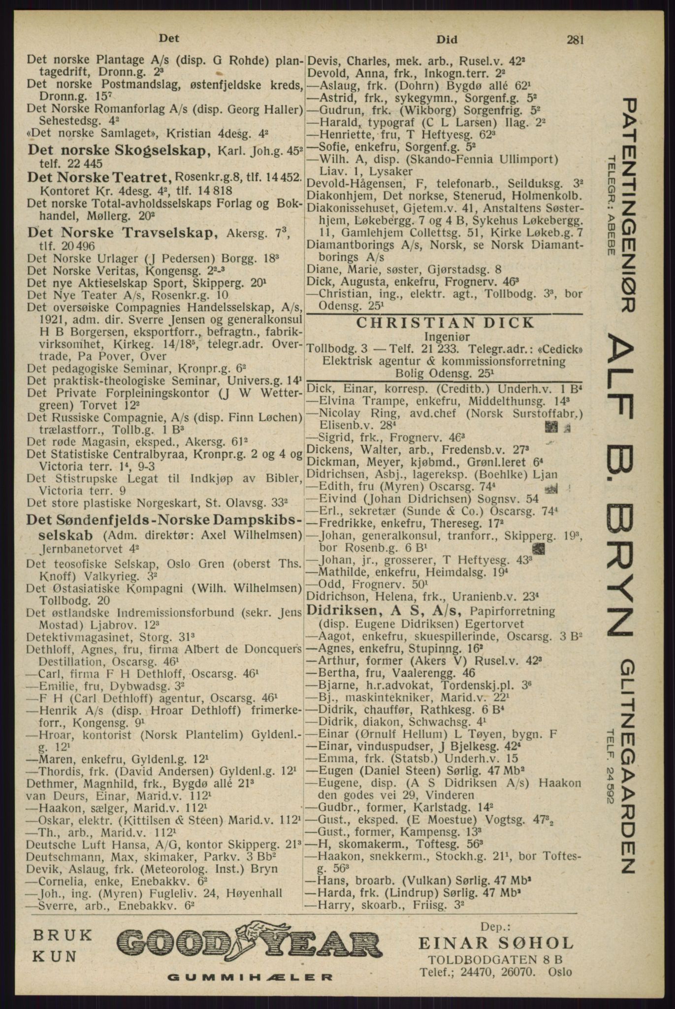 Kristiania/Oslo adressebok, PUBL/-, 1929, p. 281