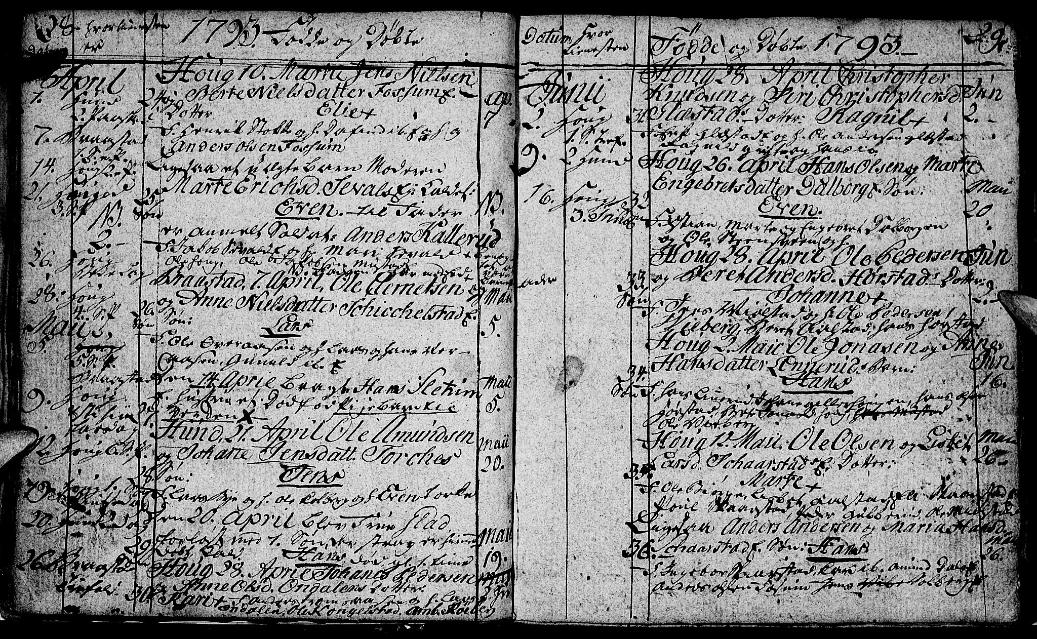 Vardal prestekontor, SAH/PREST-100/H/Ha/Hab/L0002: Parish register (copy) no. 2, 1790-1803, p. 28-29