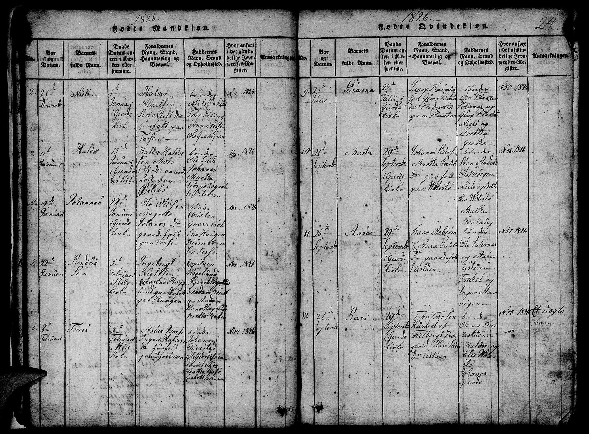 Etne sokneprestembete, SAB/A-75001/H/Hab: Parish register (copy) no. B 1, 1815-1850, p. 24