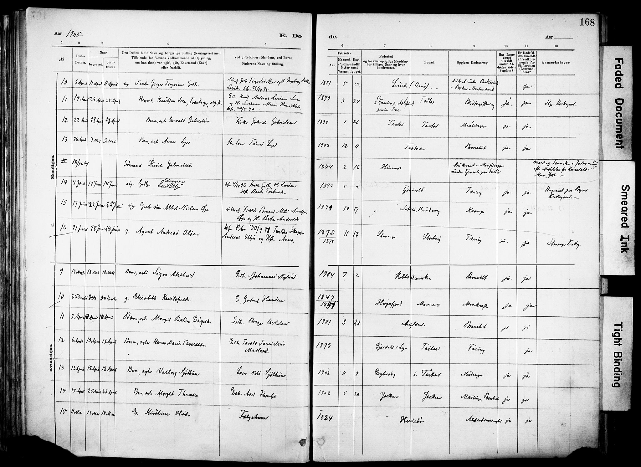 Hetland sokneprestkontor, AV/SAST-A-101826/30/30BA/L0012: Parish register (official) no. A 12, 1882-1912, p. 168