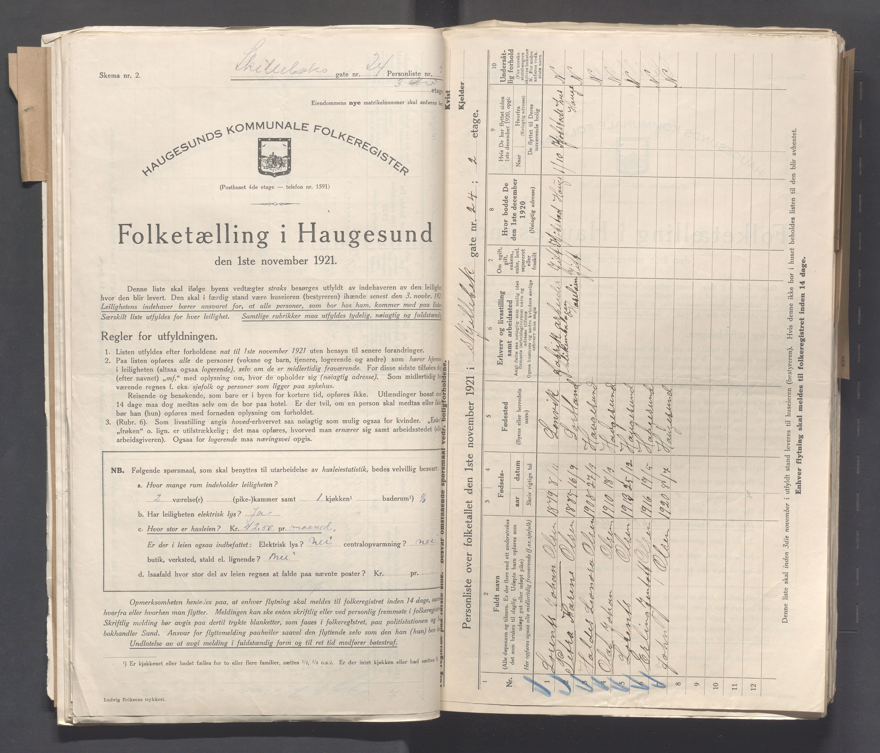 IKAR, Local census 1.11.1921 for Haugesund, 1921, p. 3935