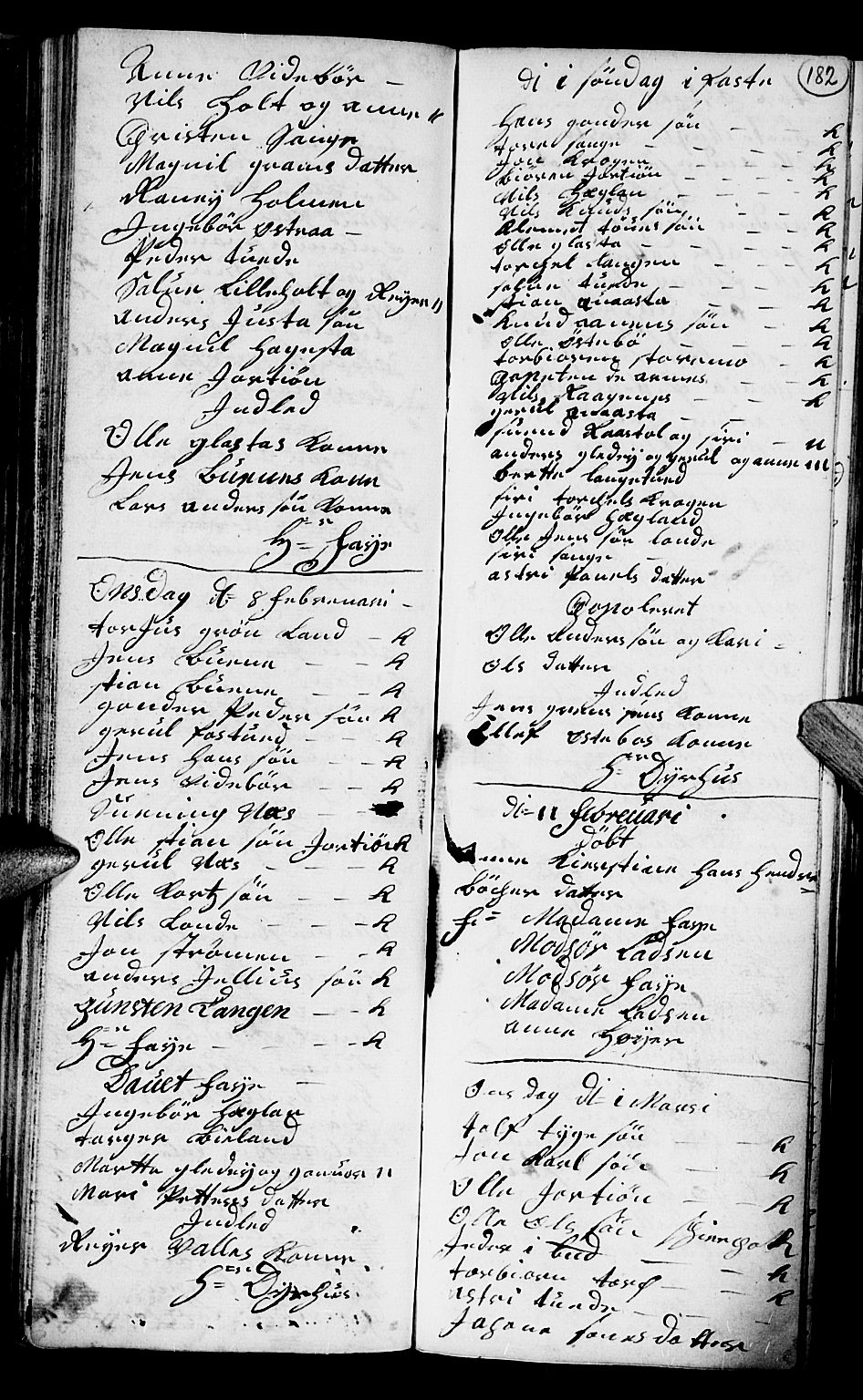 Holt sokneprestkontor, SAK/1111-0021/F/Fb/L0004: Parish register (copy) no. B 4, 1730-1746, p. 182