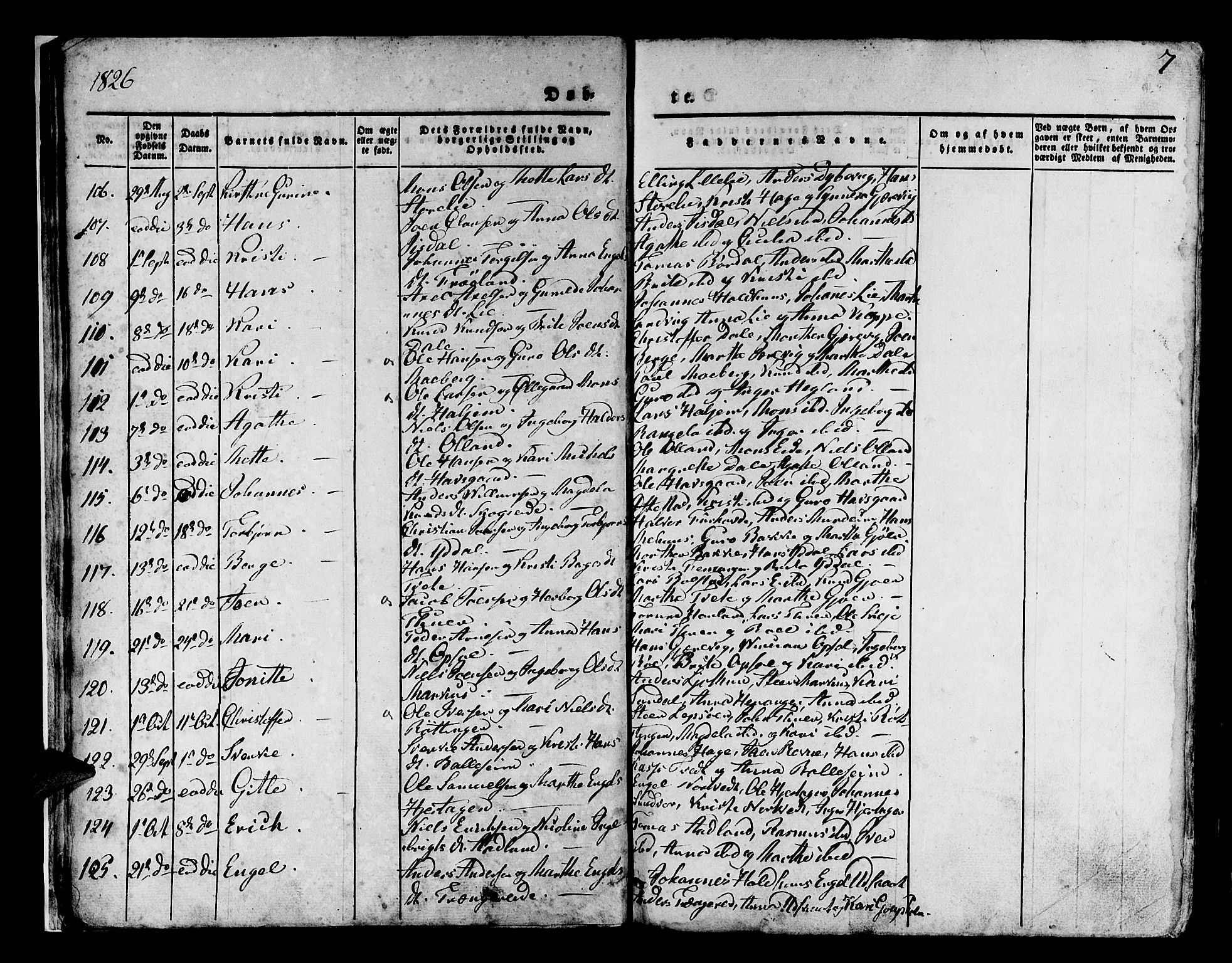 Os sokneprestembete, AV/SAB-A-99929: Parish register (official) no. A 14, 1826-1839, p. 7